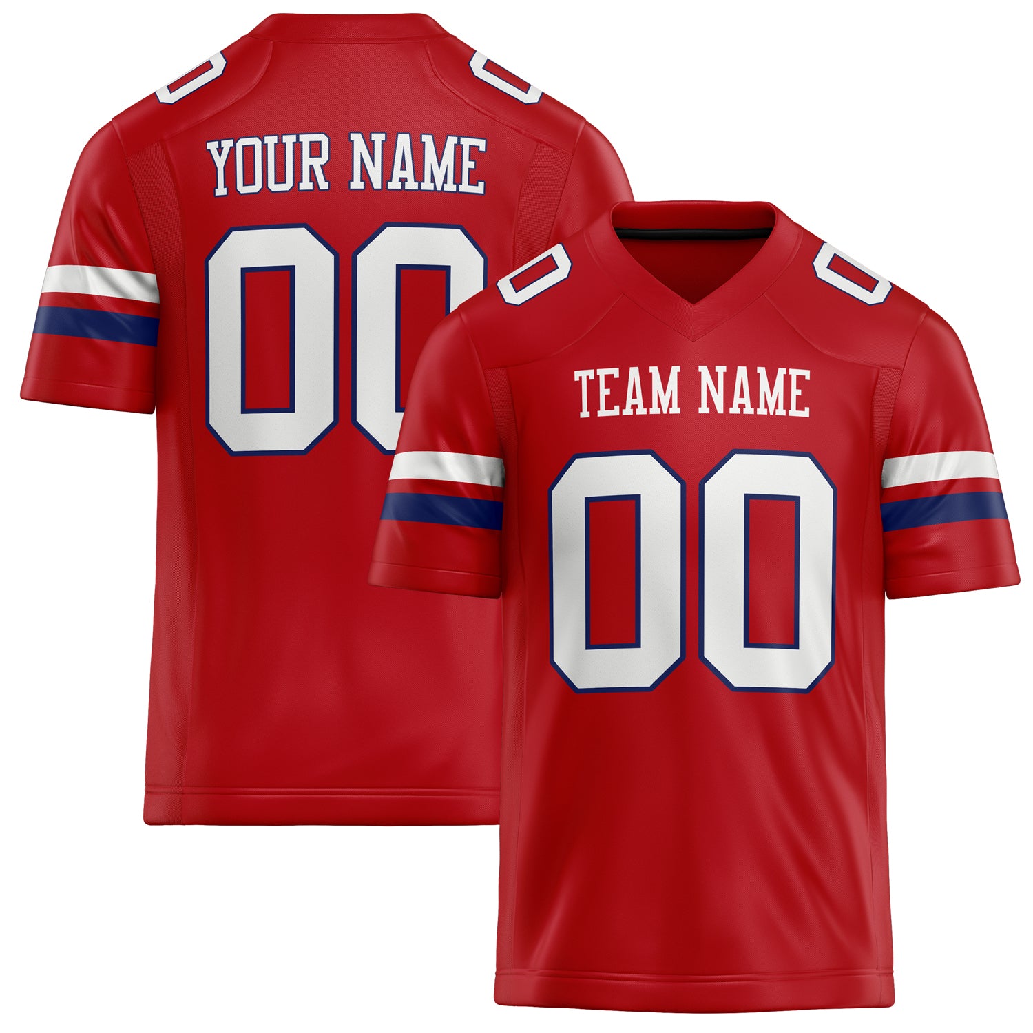 Custom Red White Solid Colour Football Jersey FT02240730RE467