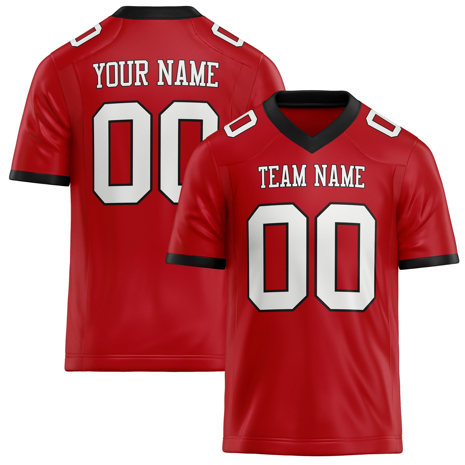 Custom Red White Solid Colour Football Jersey FT02240730RE468