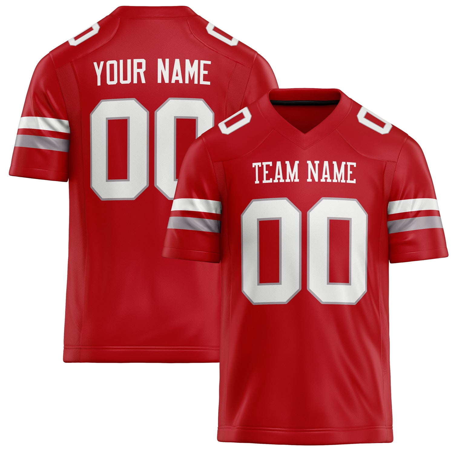 Custom Red White Solid Colour Football Jersey FT02240730RE471
