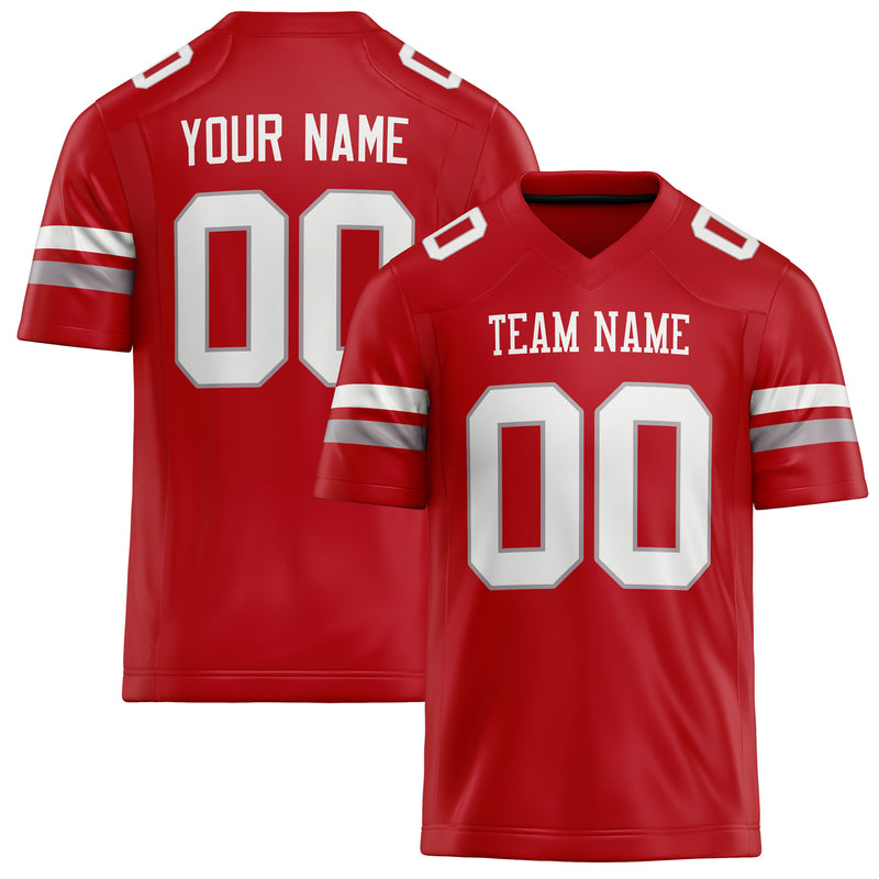 Custom Red White Solid Colour Football Jersey FT02240730RE471