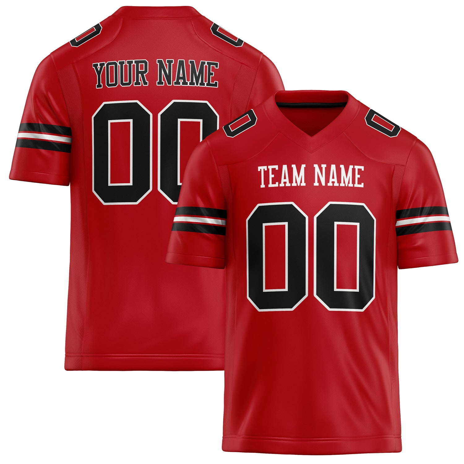 Custom Red Black Solid Colour Football Jersey FT02240730RE472