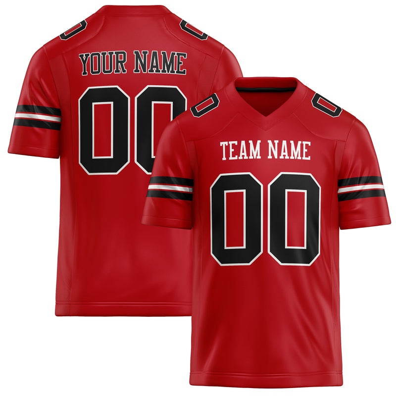 Custom Red Black Solid Colour Football Jersey FT02240730RE472