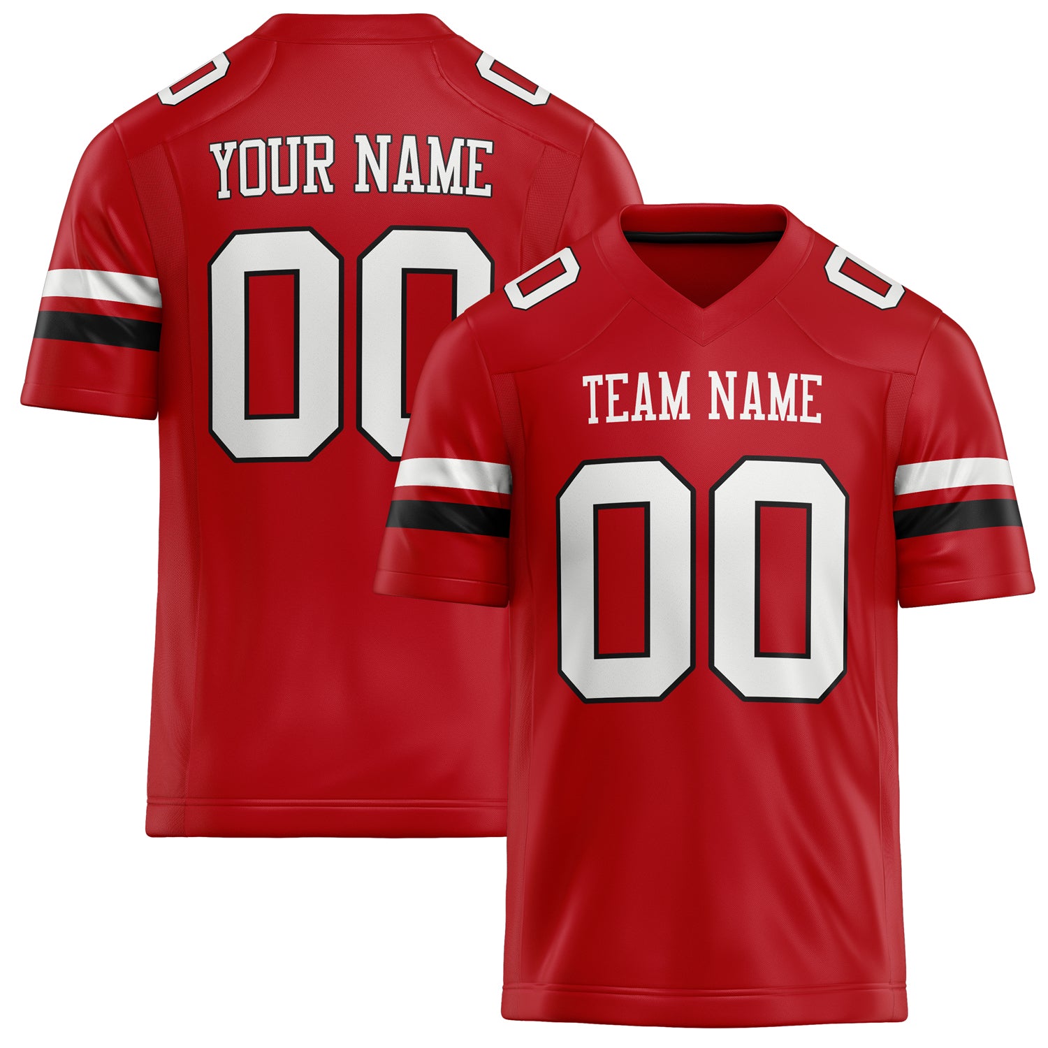 Custom Red White Solid Colour Football Jersey FT02240730RE473