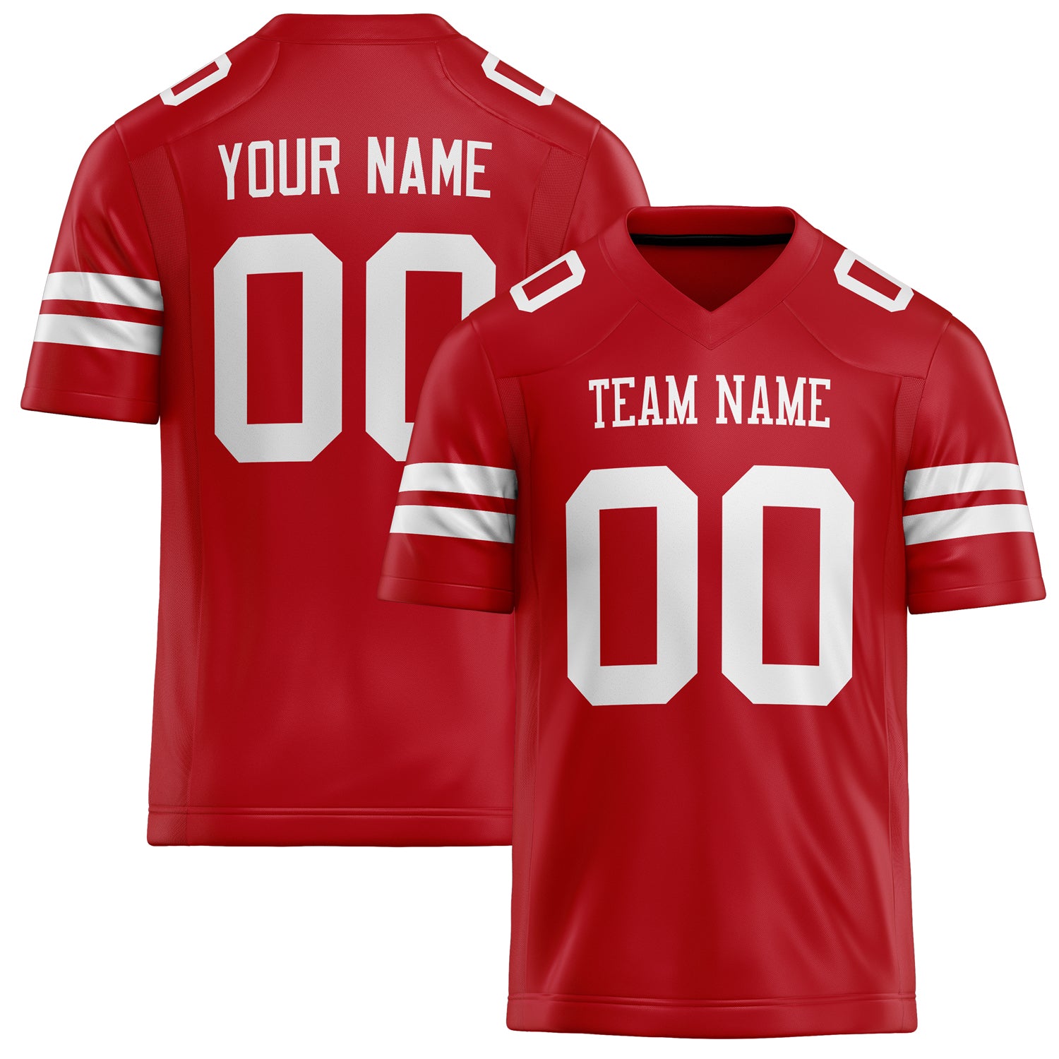 Custom Red White Solid Colour Football Jersey FT02240730RE474