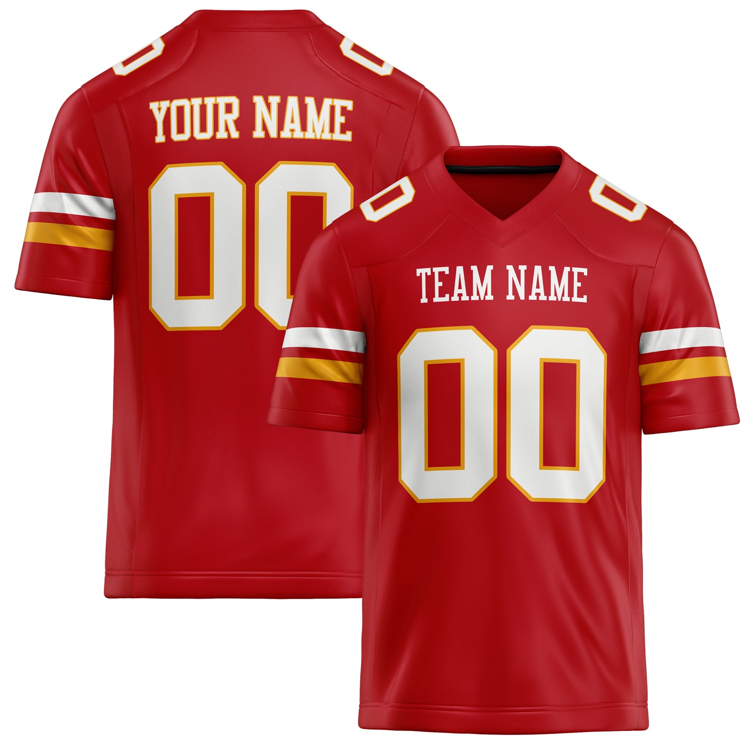 Custom Red White Solid Colour Football Jersey FT02240730RE475