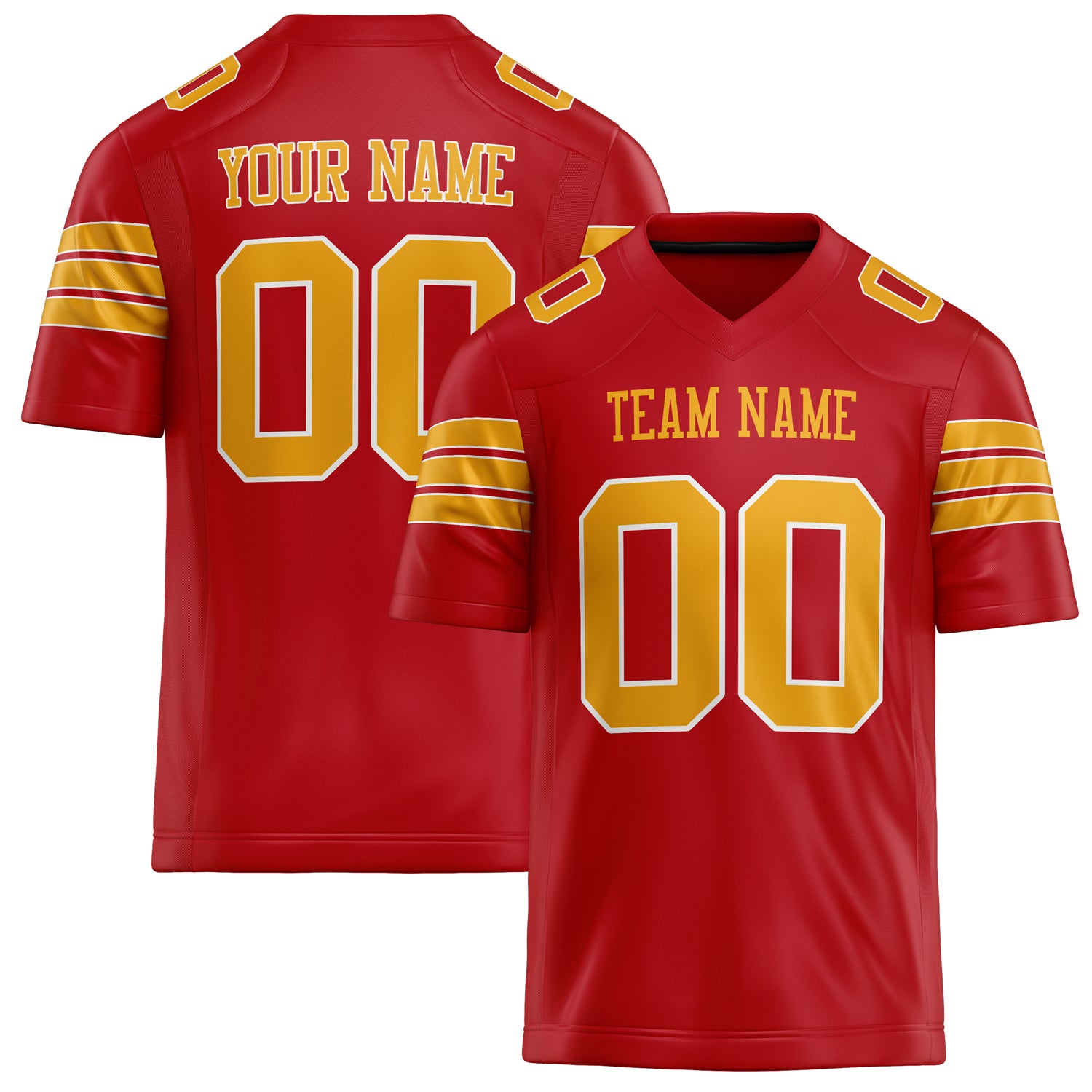 Custom Red Gold Solid Colour Football Jersey FT02240730RE476
