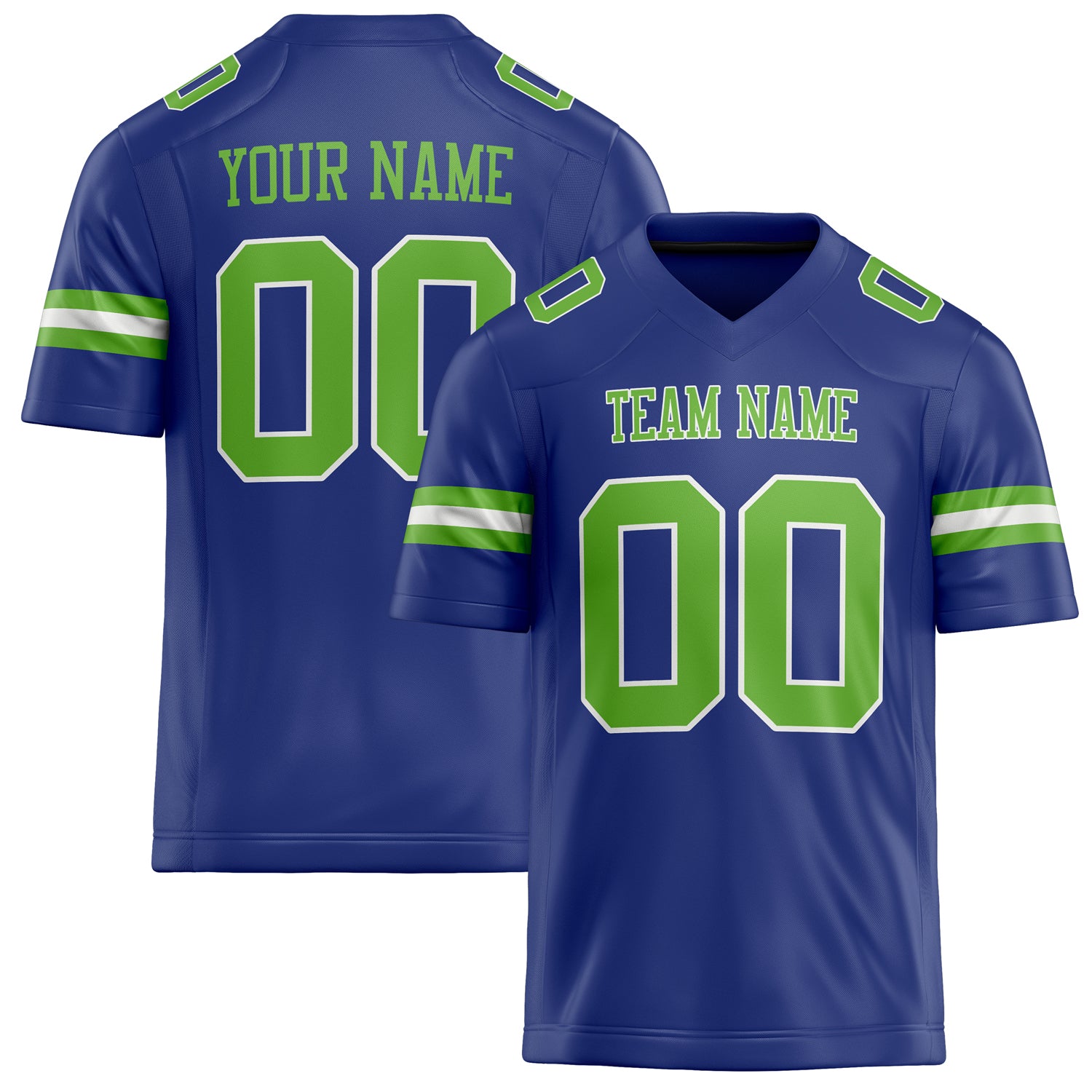 Custom Royal Kelly Green Solid Colour Football Jersey FT02240730RO480