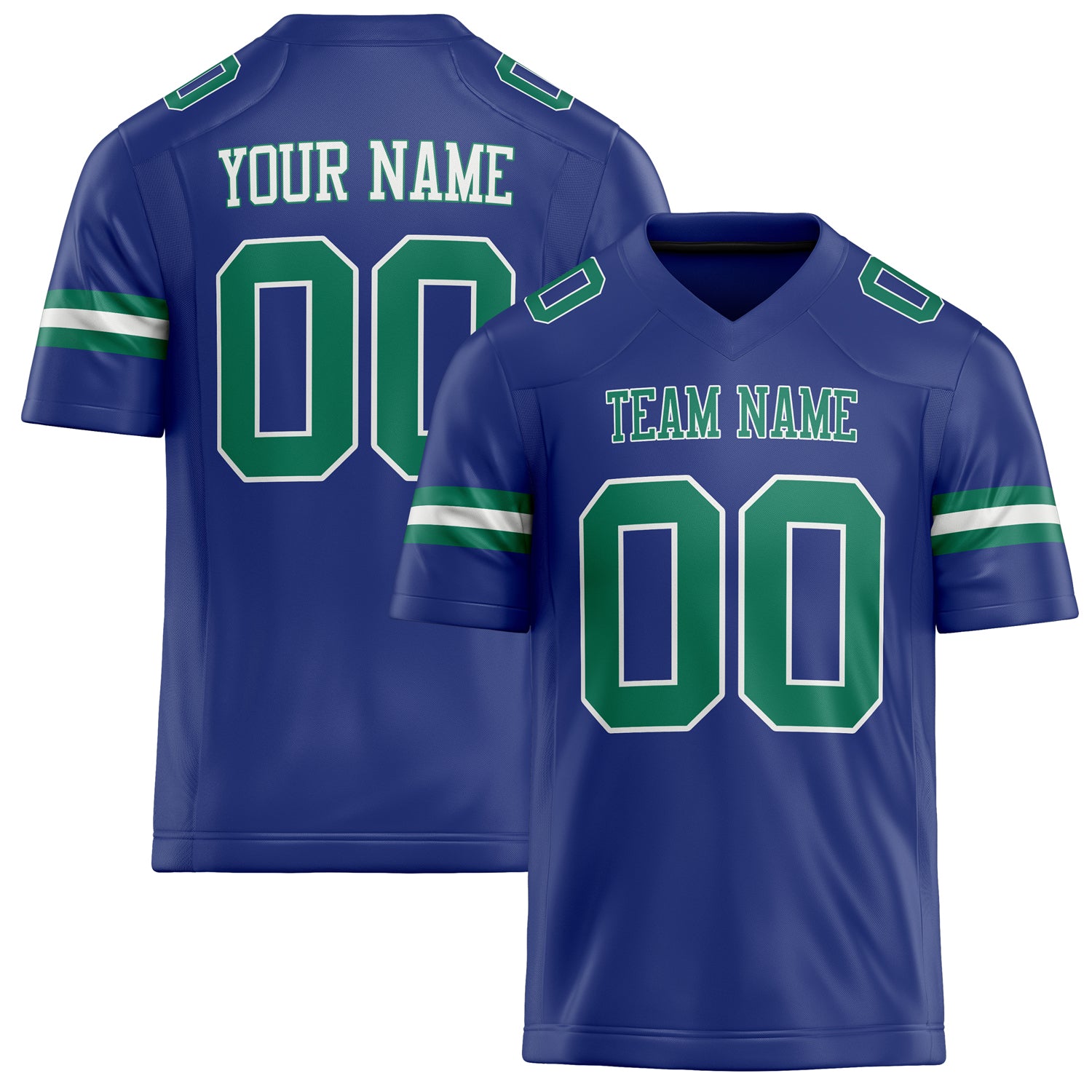 Custom Royal Kelly Green Solid Colour Football Jersey FT02240730RO496