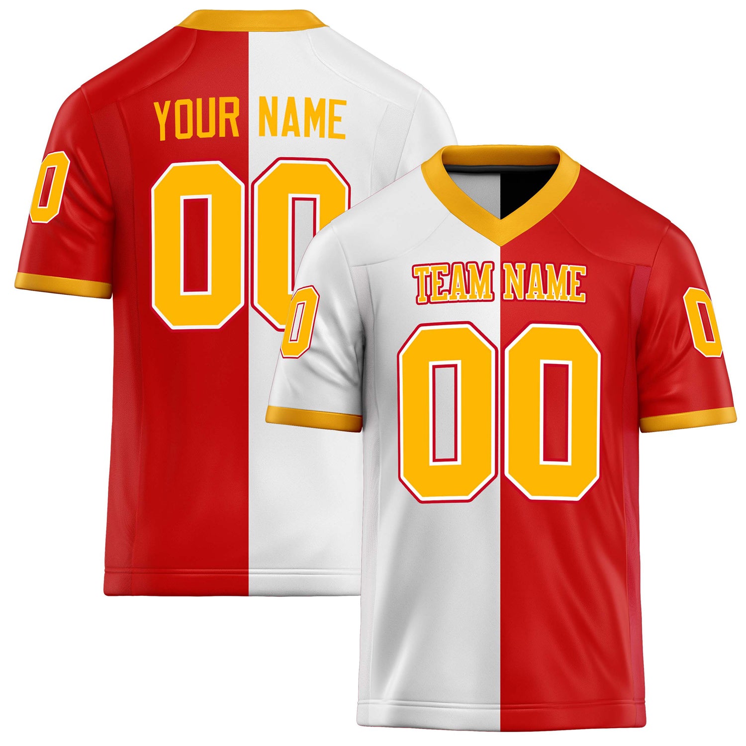 Custom Scarlet White Solid Colour Football Jersey FT02240730SC502