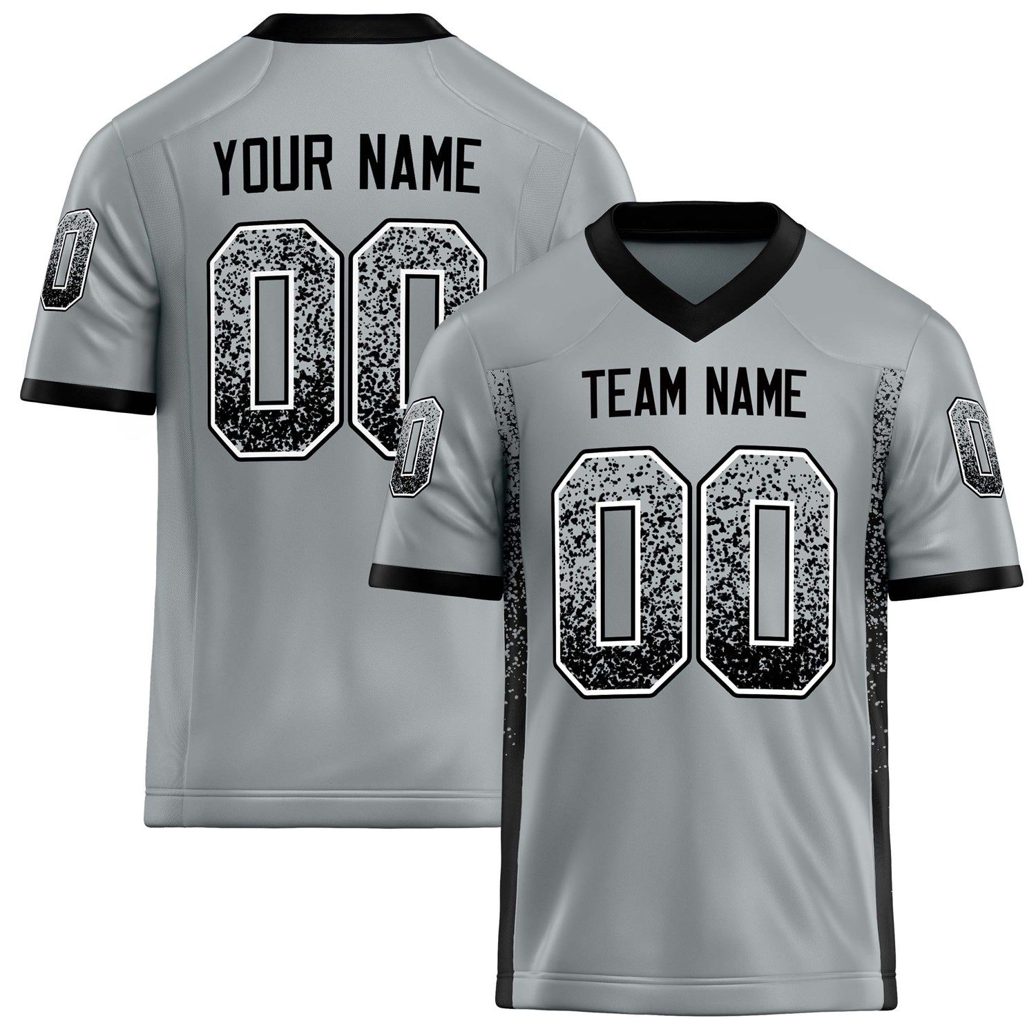 Custom Silver Black Solid Colour Football Jersey FT02240730SI511