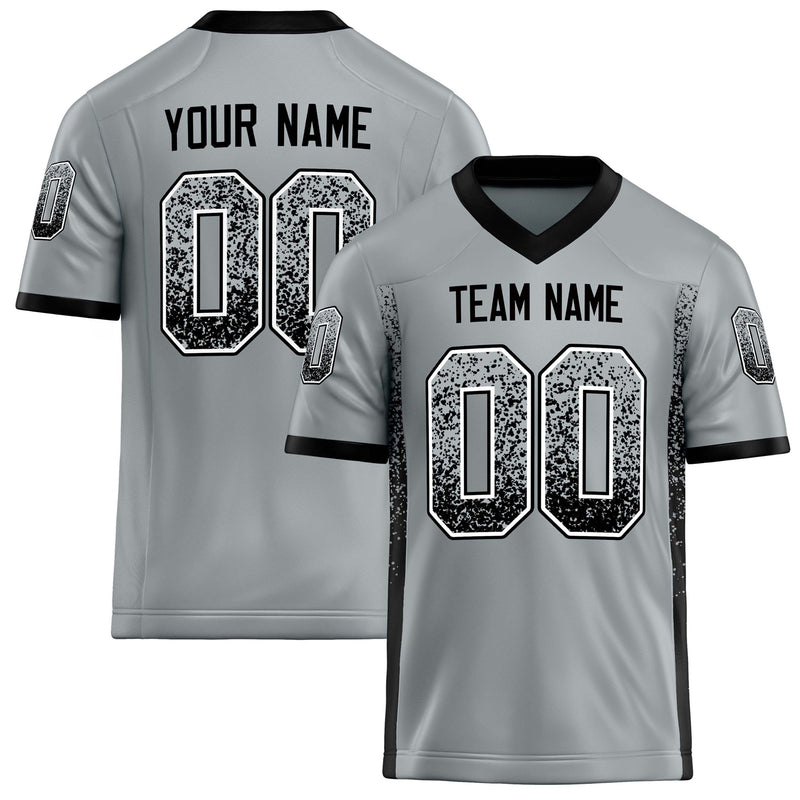 Custom Silver Black Solid Colour Football Jersey FT02240730SI511