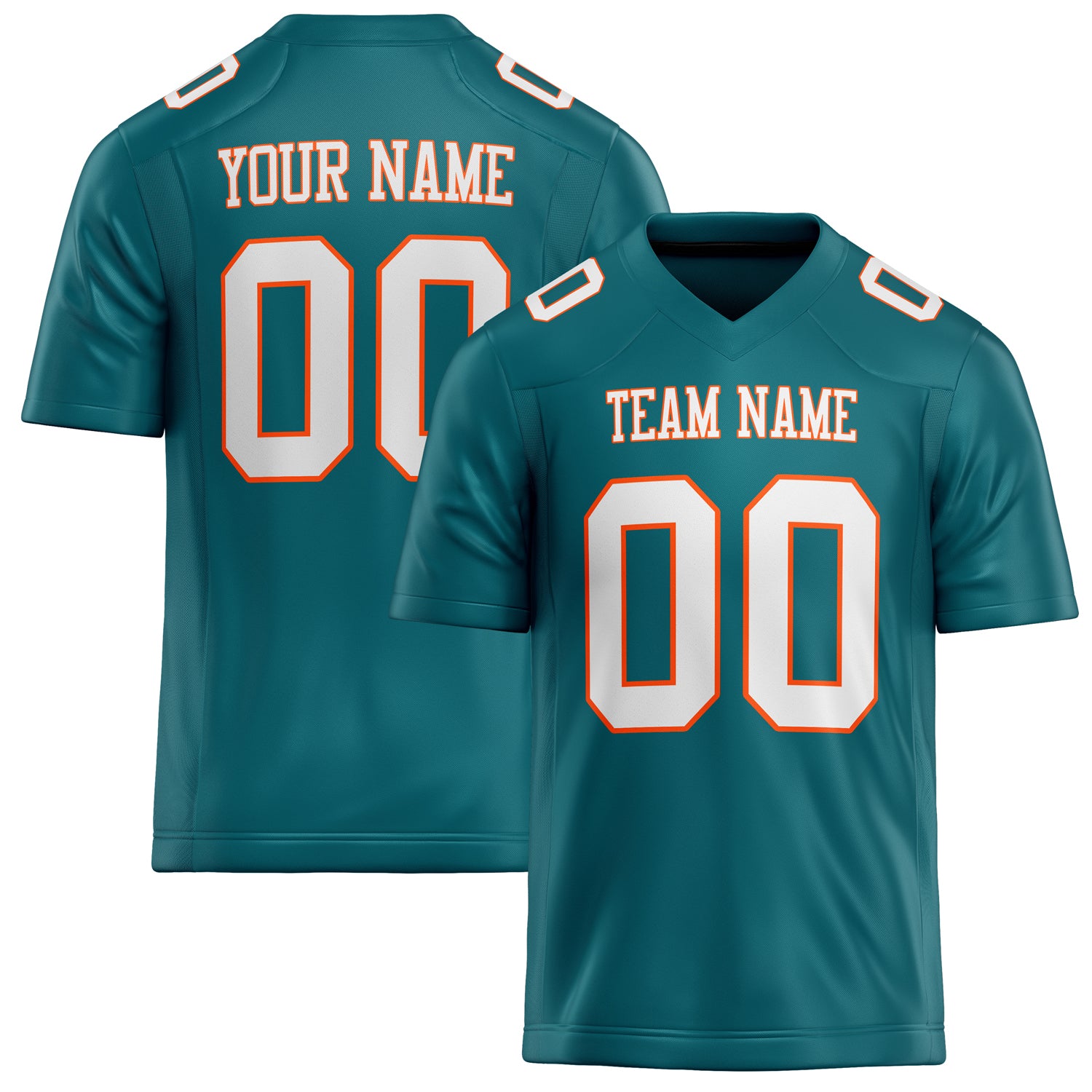 Custom Teal White Solid Colour Football Jersey FT02240730TE513