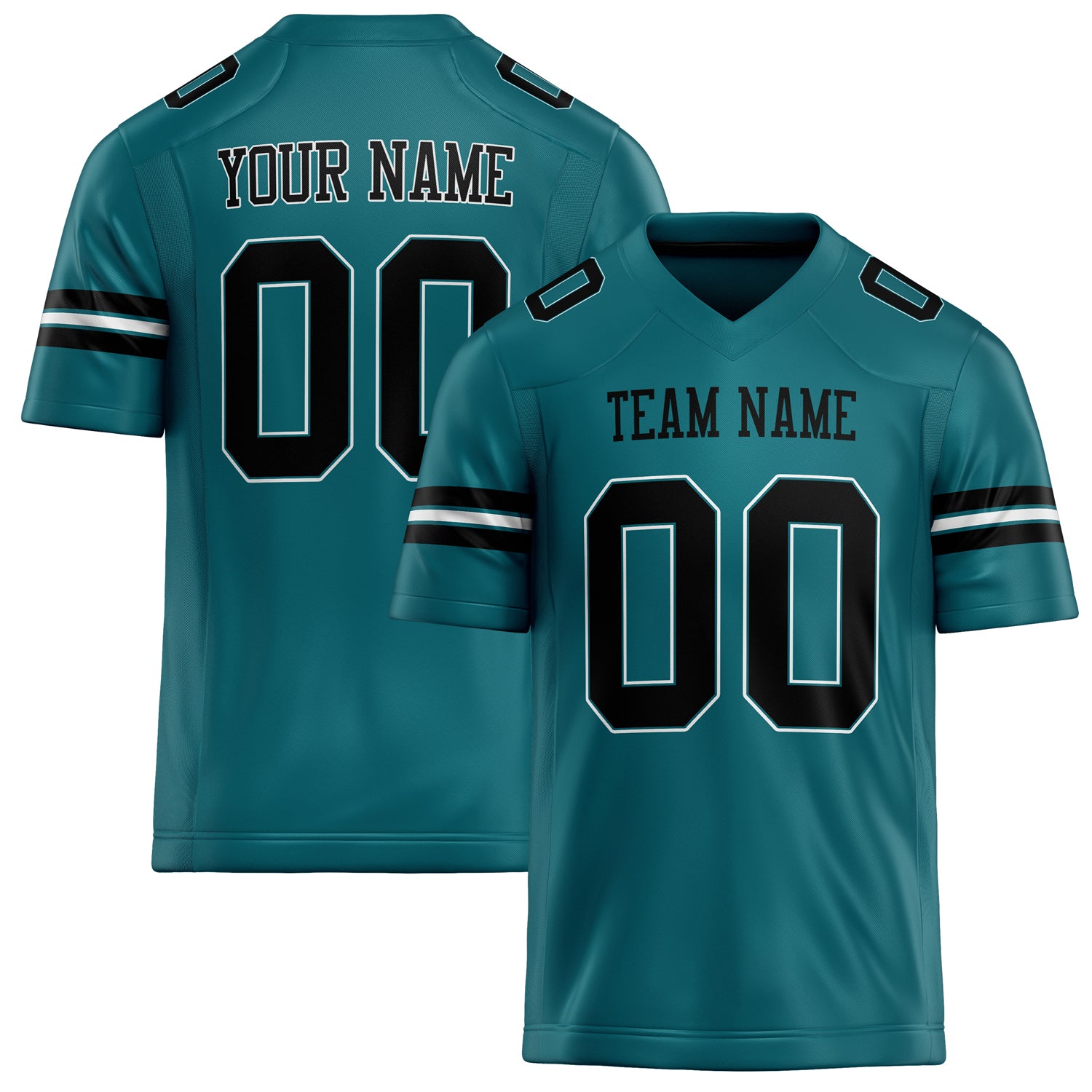 Custom Teal Black Solid Colour Football Jersey FT02240730TE517