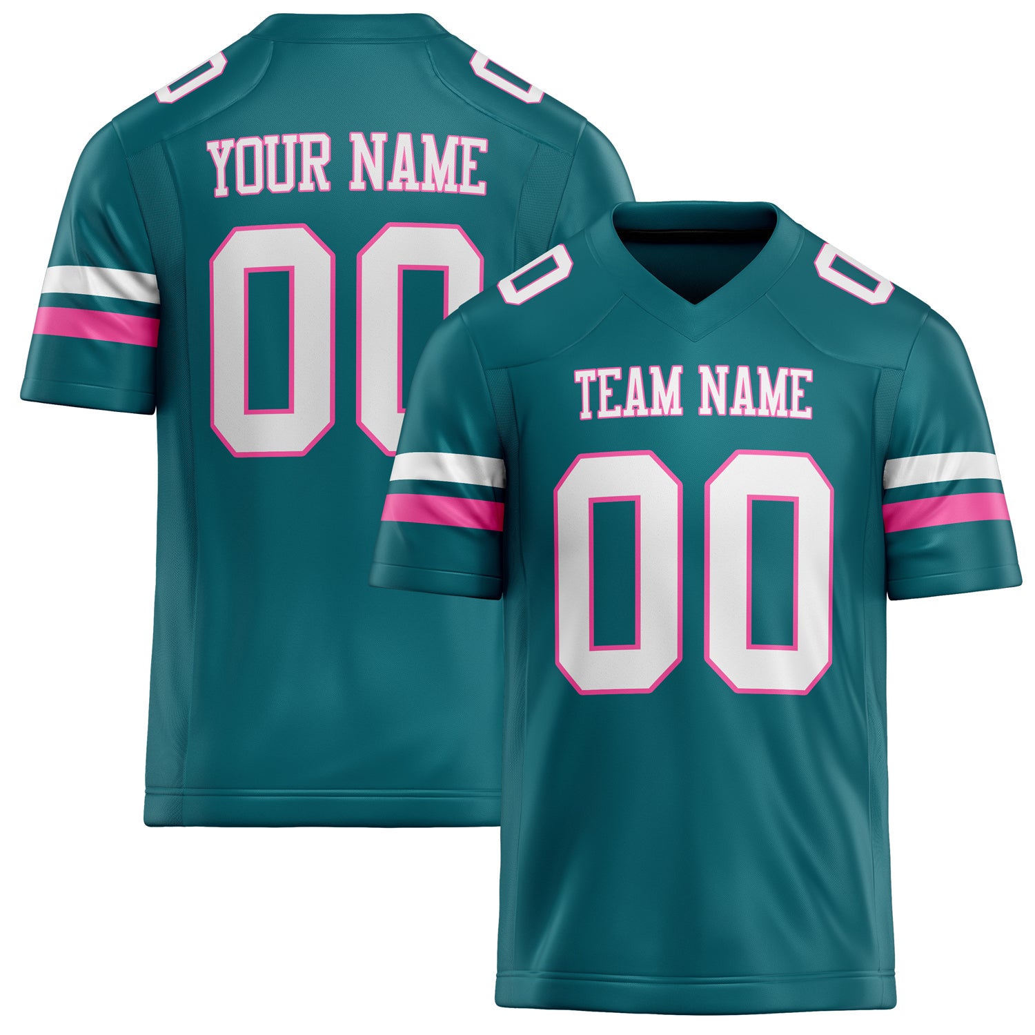 Custom Teal White Solid Colour Football Jersey FT02240730TE532