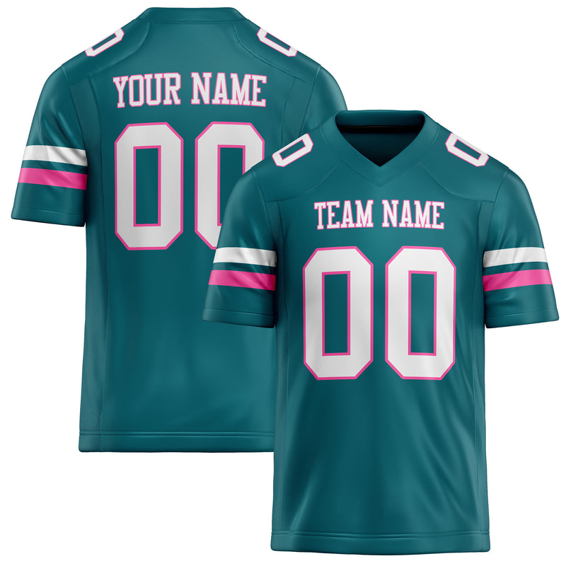 Custom Teal White Solid Colour Football Jersey FT02240730TE532