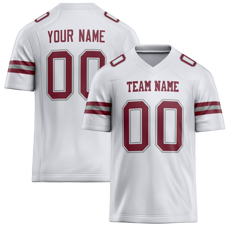 Custom White Maroon Solid Colour Football Jersey FT02240730WH540