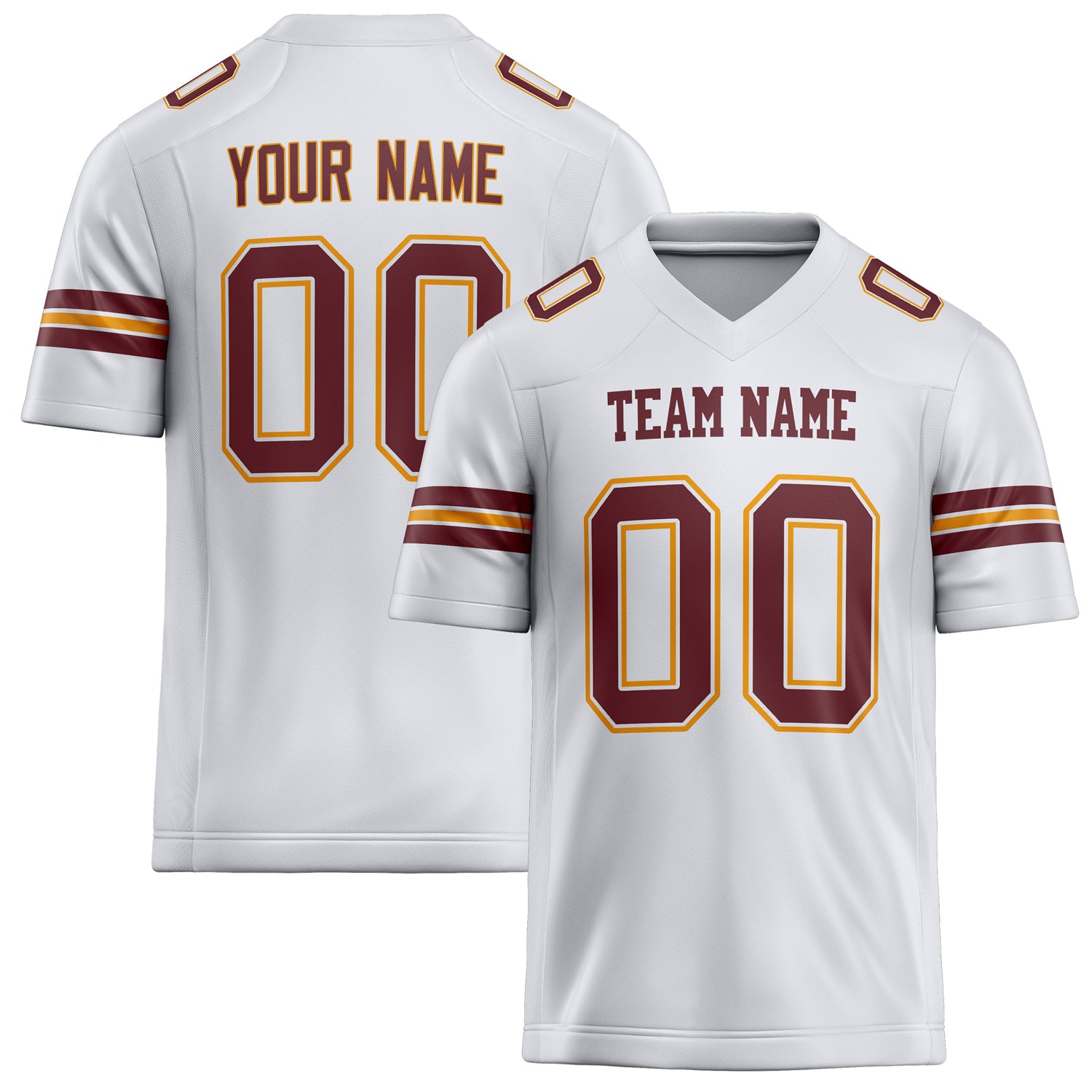 Custom White Maroon Solid Colour Football Jersey FT02240730WH543