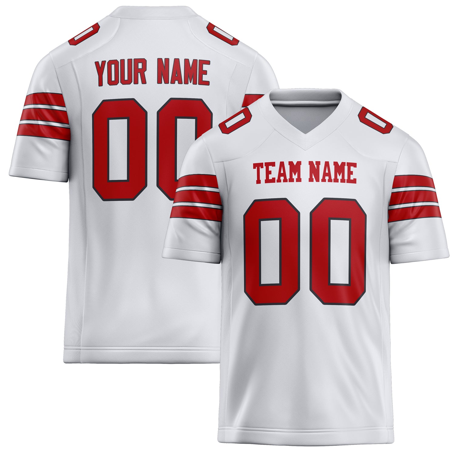 Custom White Red Solid Colour Football Jersey FT02240730WH546