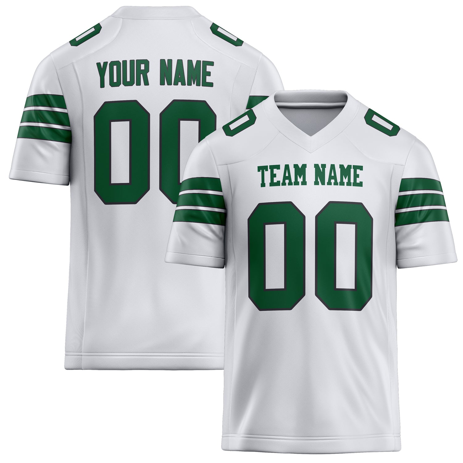 Custom White Green Solid Colour Football Jersey FT02240730WH548