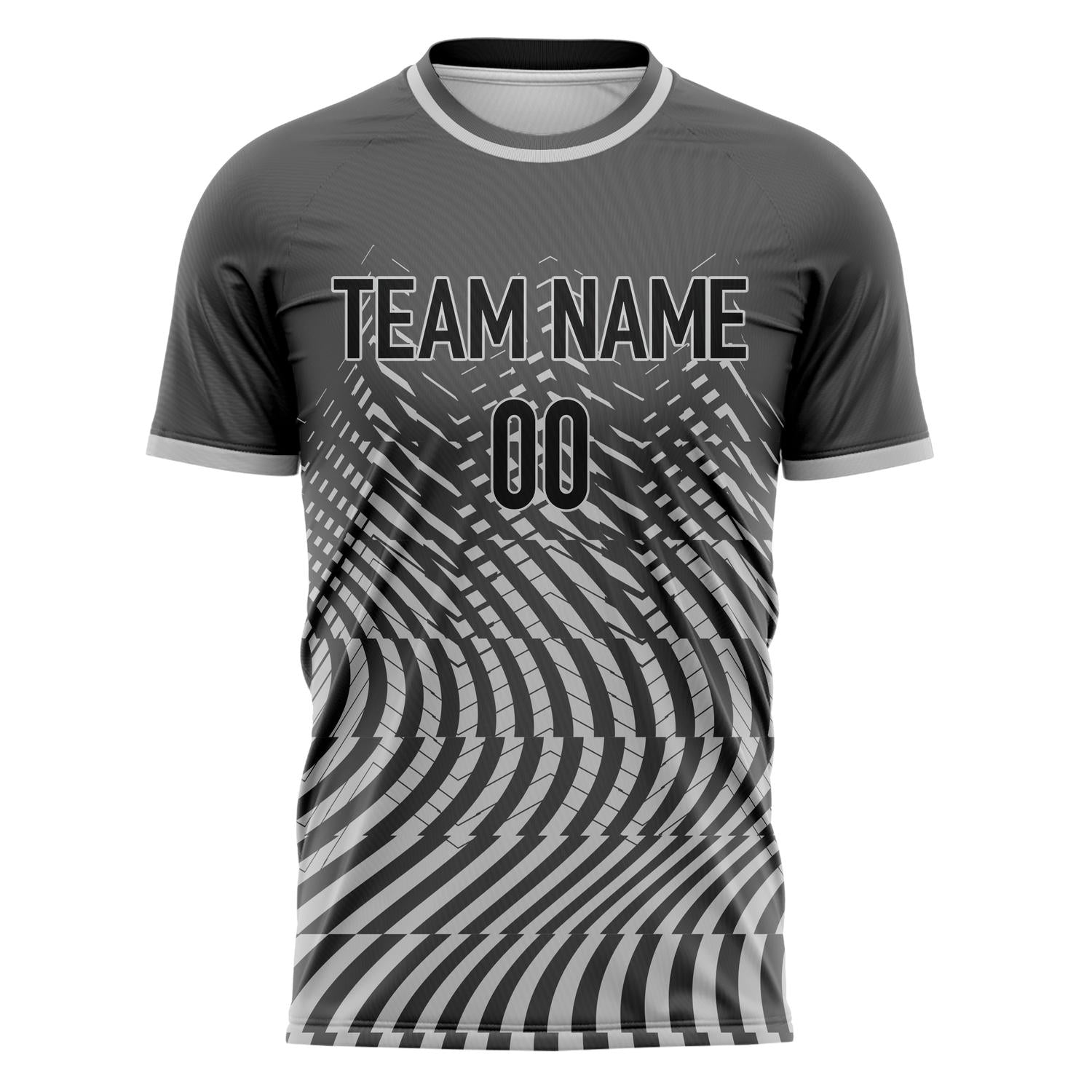 Custom Gray Black Pattern Soccer Jersey