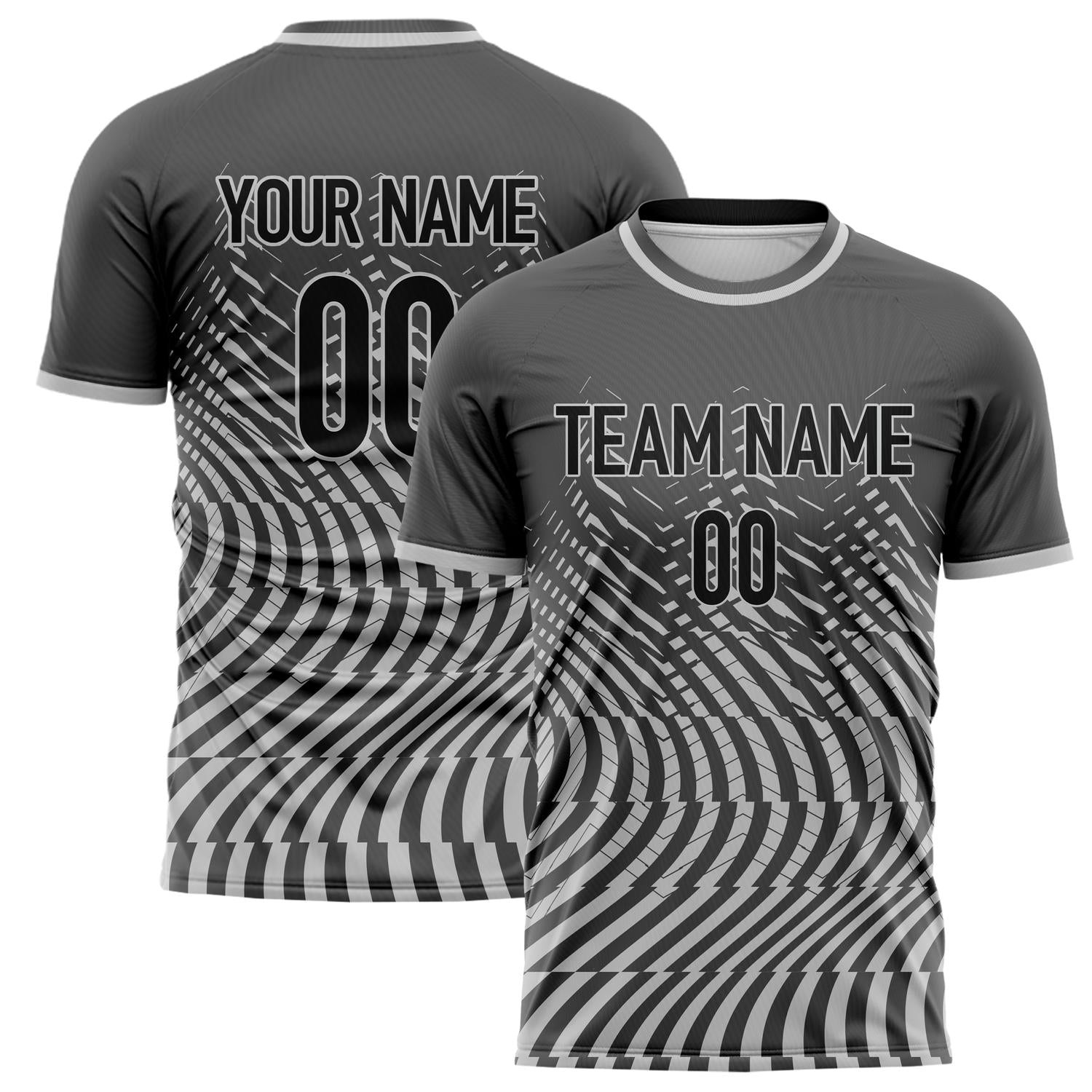 Custom Gray Black Pattern Soccer Jersey FT02240808JC043