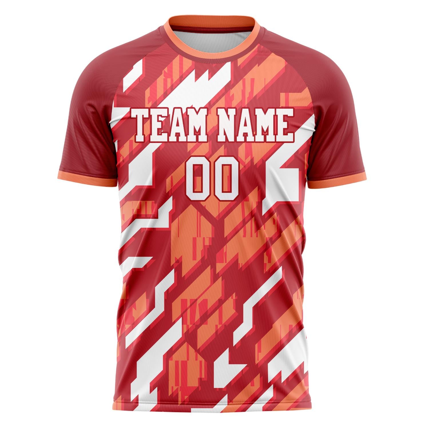 Custom Red White Pattern Soccer Jersey