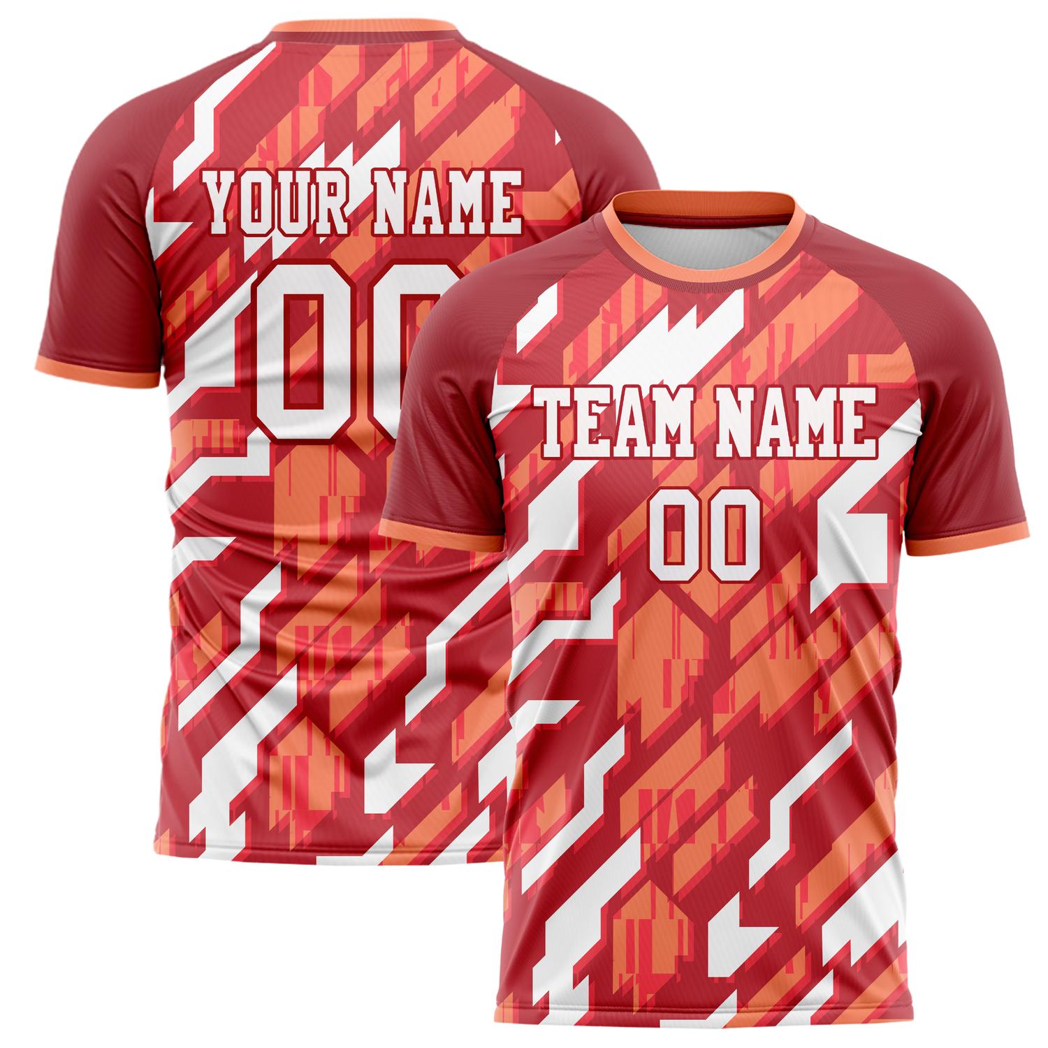 Custom Red White Pattern Soccer Jersey FT02240808JC045