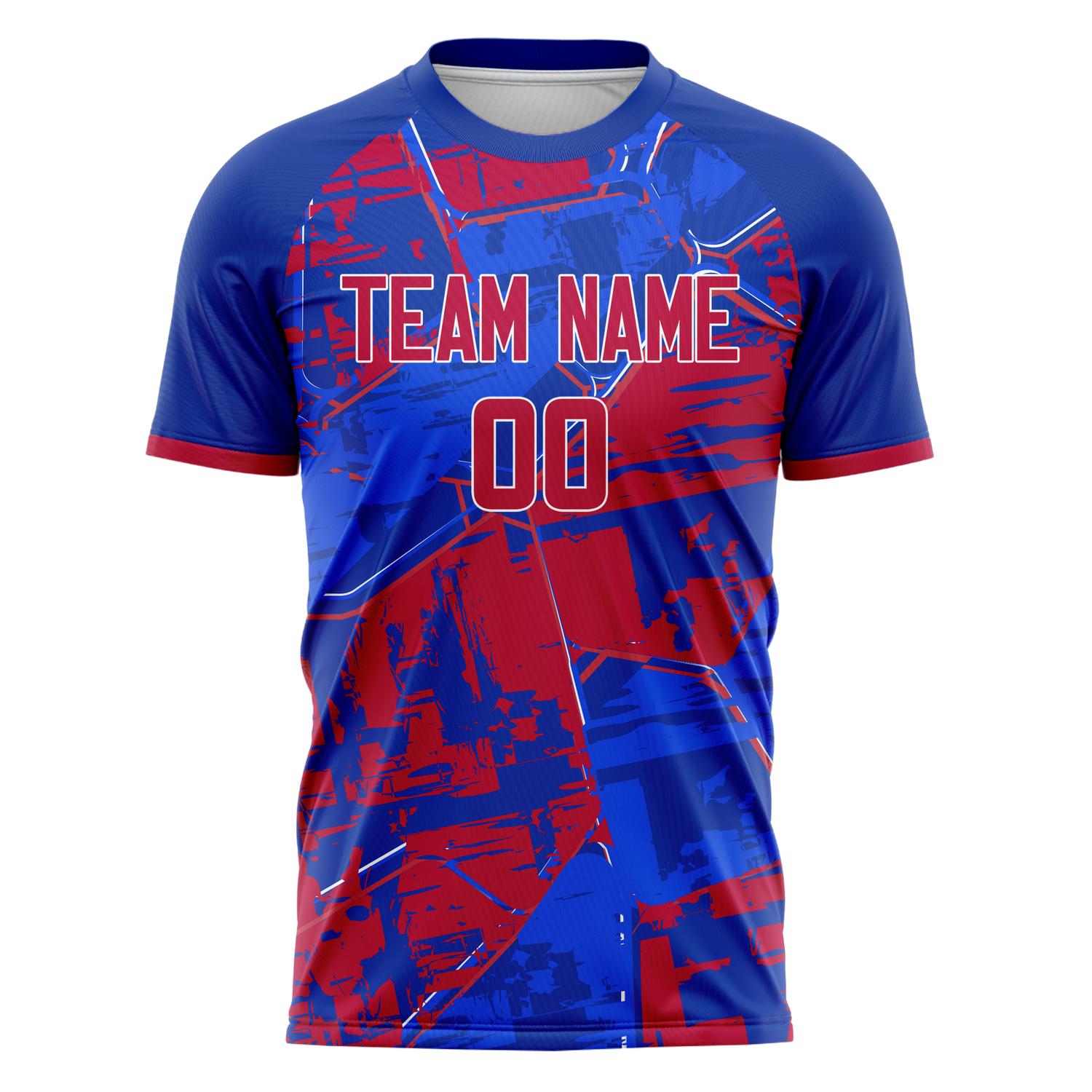 Custom Royal Red Pattern Soccer Jersey