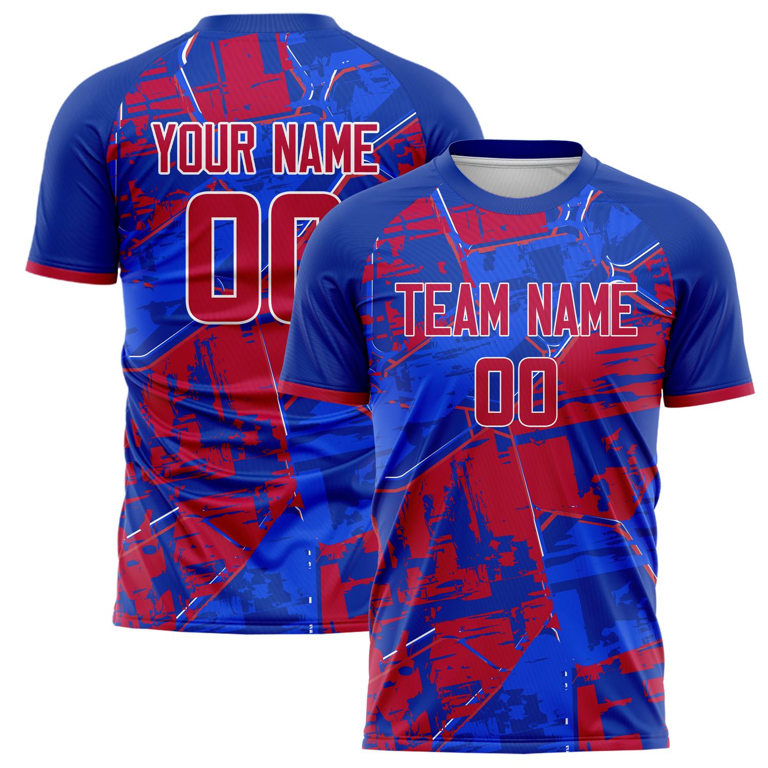Custom Royal Red Pattern Soccer Jersey FT02240808JC046