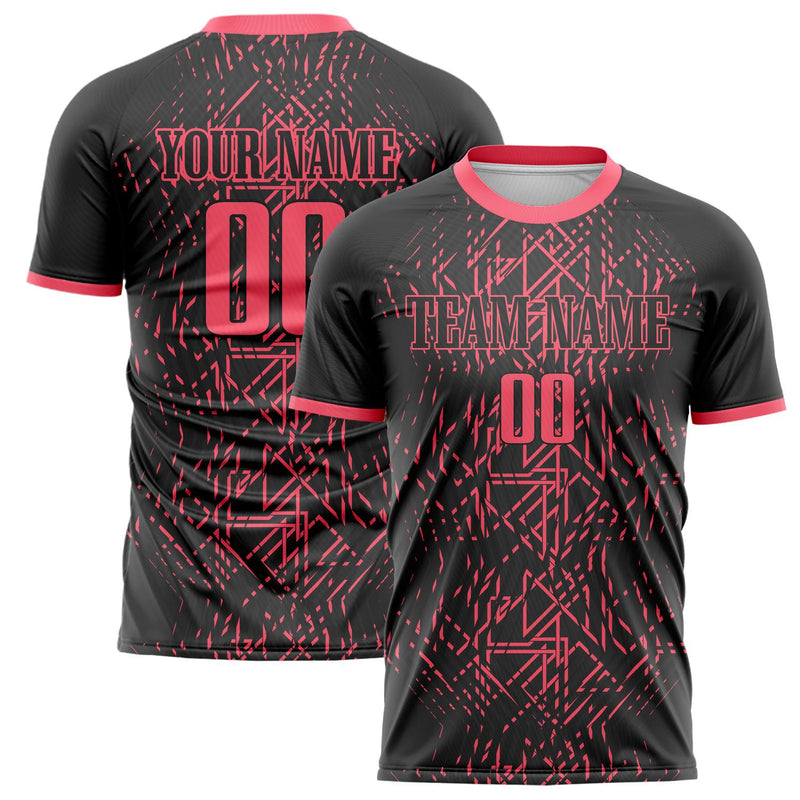 Custom Black Pink Pattern Soccer Jersey FT02240808JC047