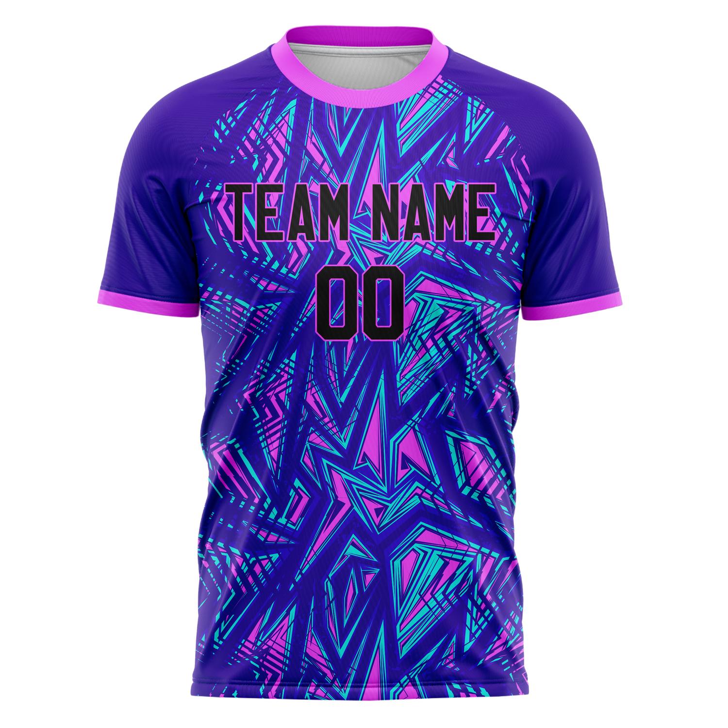 Custom Purple Black Pattern Soccer Jersey