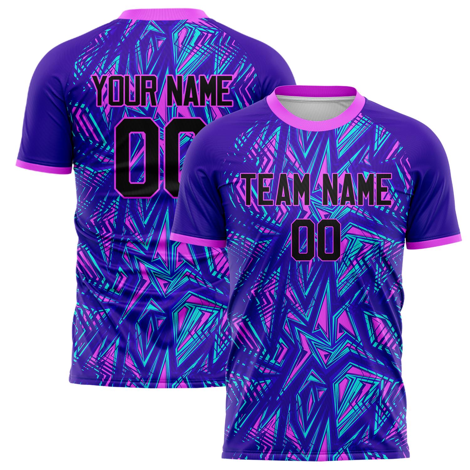 Custom Purple Black Pattern Soccer Jersey FT02240808JC048