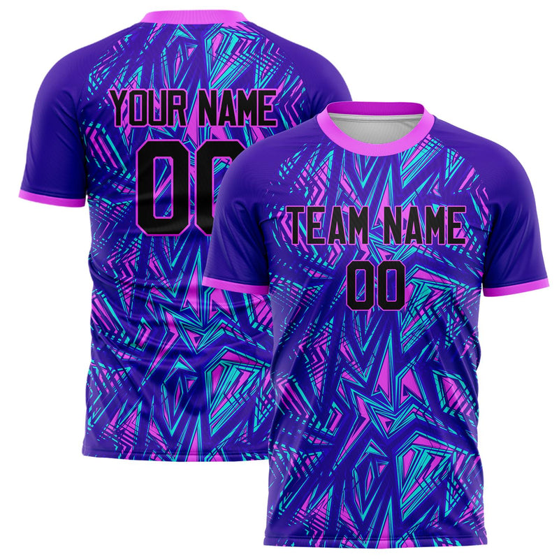 Custom Purple Black Pattern Soccer Jersey FT02240808JC048