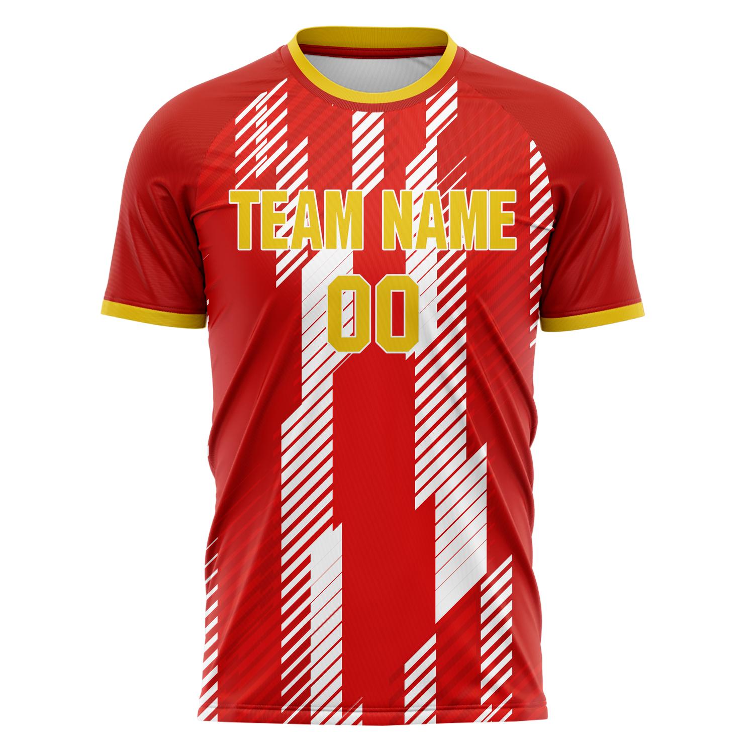 Custom Red White Pattern Soccer Jersey