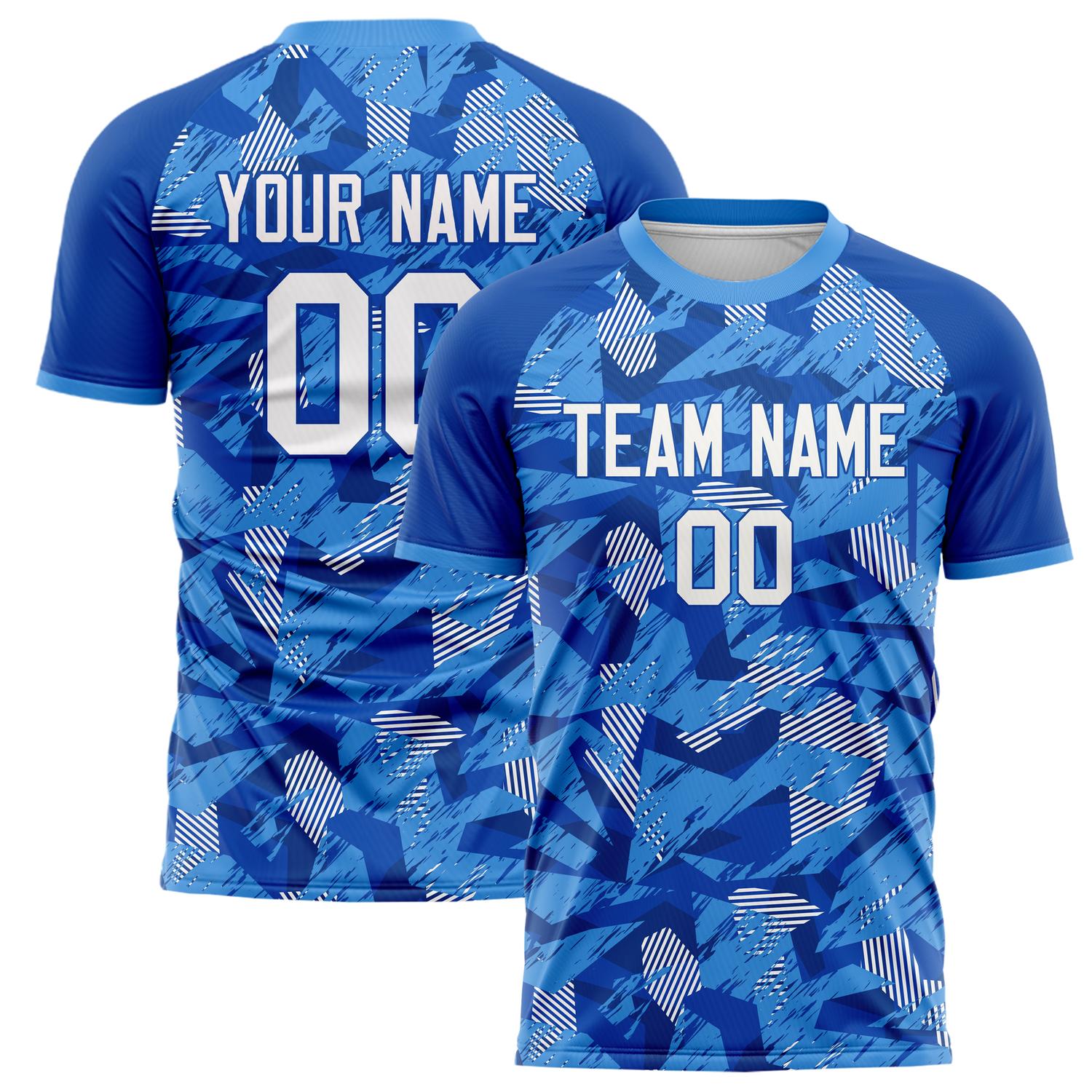 Custom Royal White Pattern Soccer Jersey FT02240808JC053