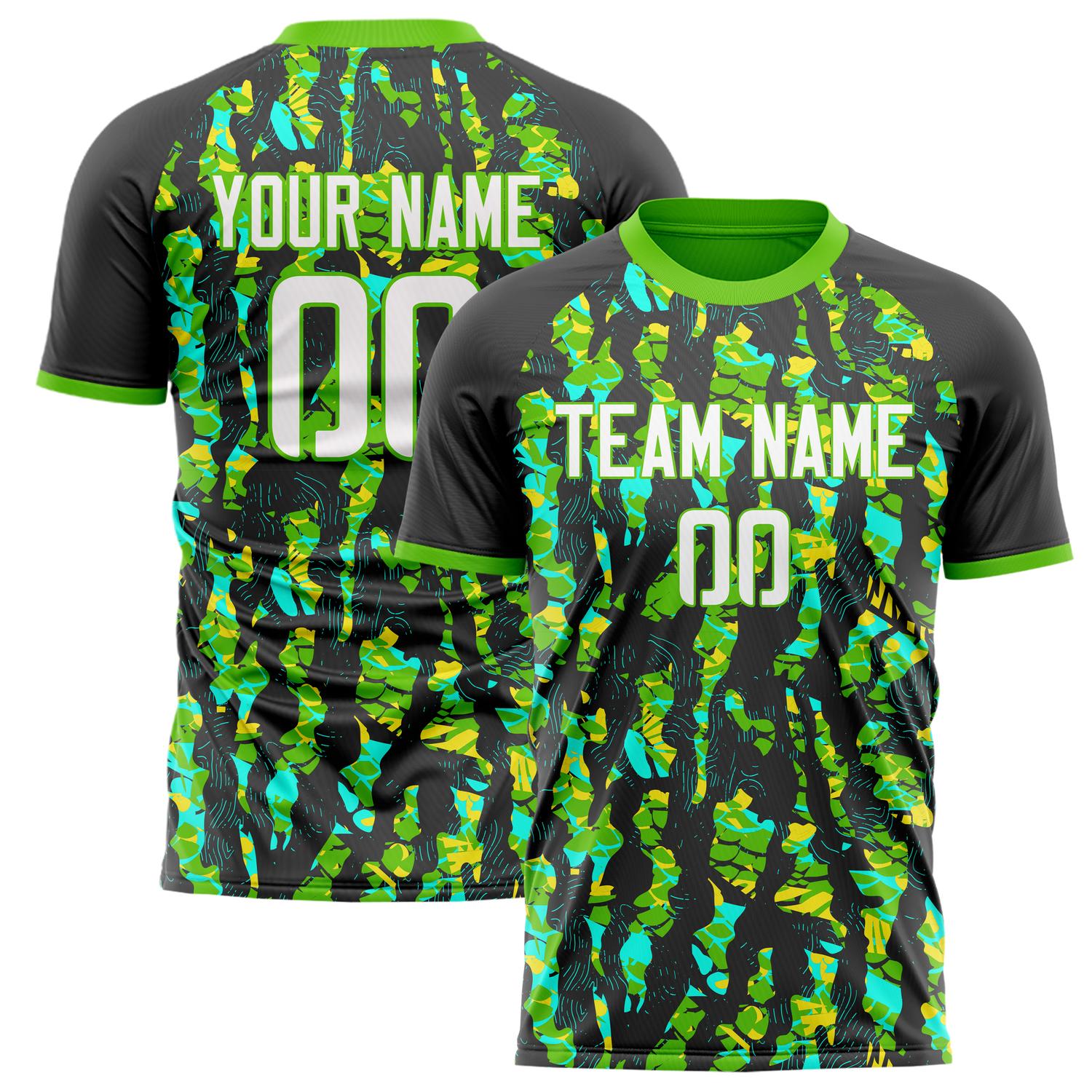 Custom Kelly Green Black Pattern Soccer Jersey FT02240808JC054