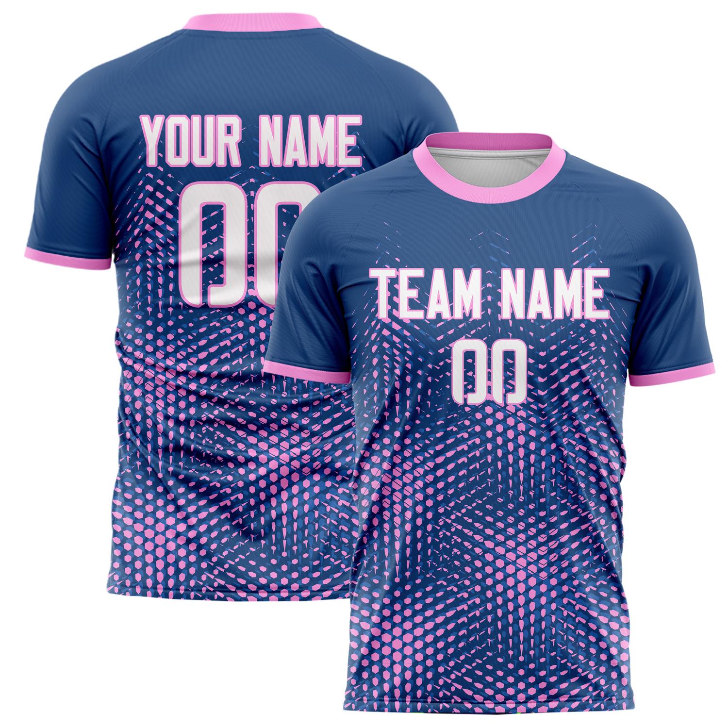 Custom Navy Pink Pattern Soccer Jersey FT02240808JC055