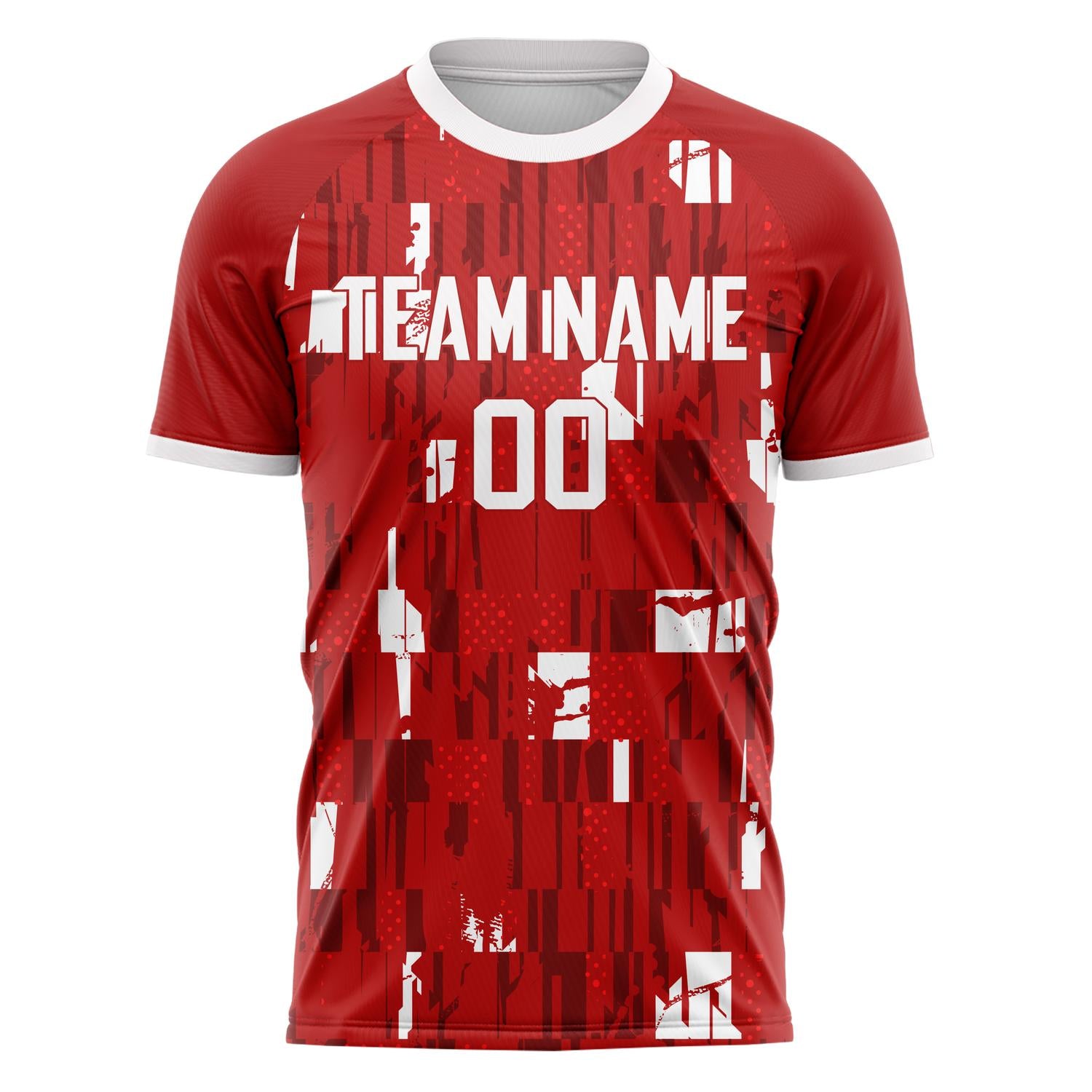 Custom Red White Pattern Soccer Jersey