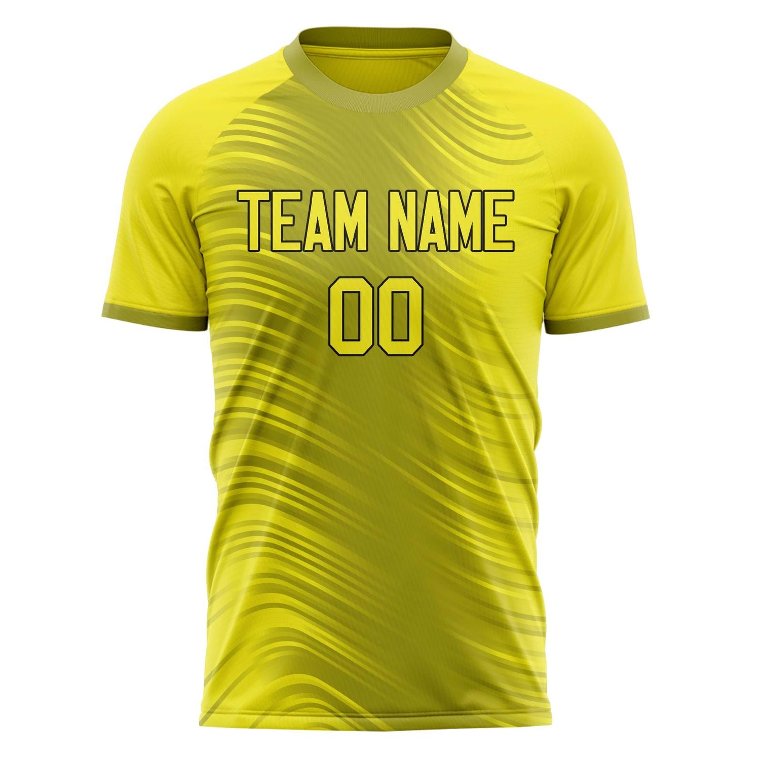 Custom Yellow Black Pattern Soccer Jersey
