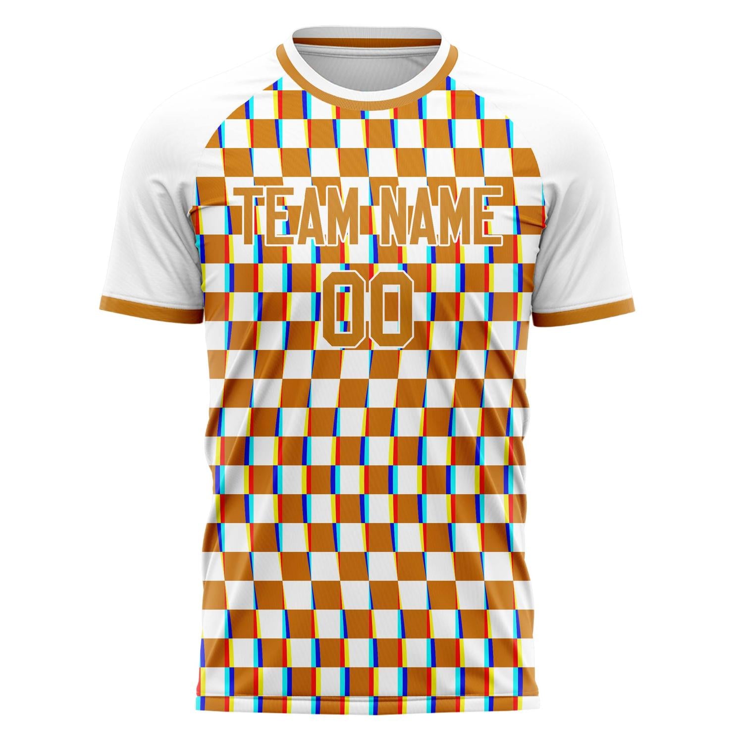 Custom Orange White Pattern Soccer Jersey