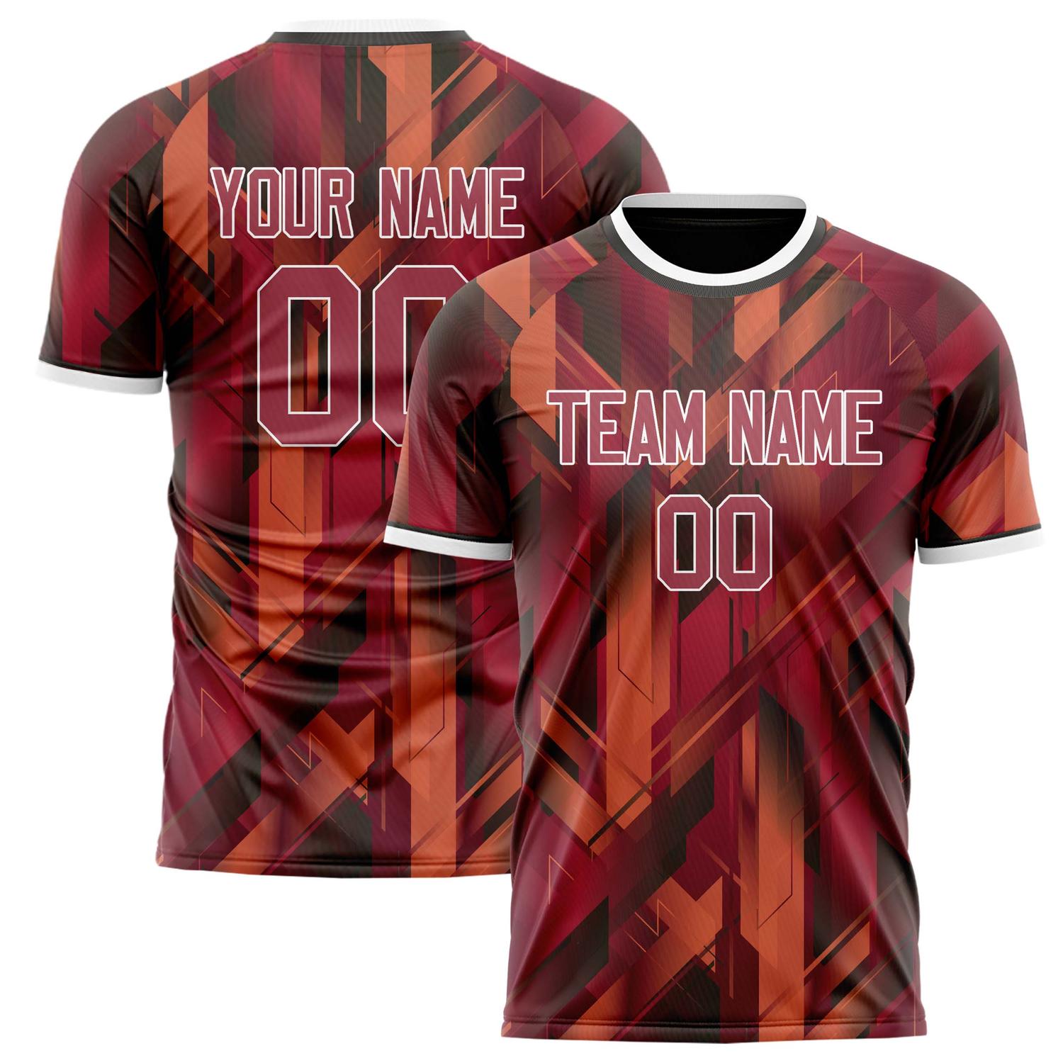 Custom Maroon White Pattern Soccer Jersey FT02240808JG072