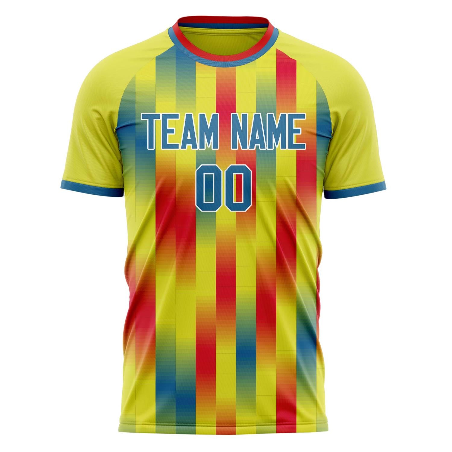 Custom Yellow Red Pattern Soccer Jersey