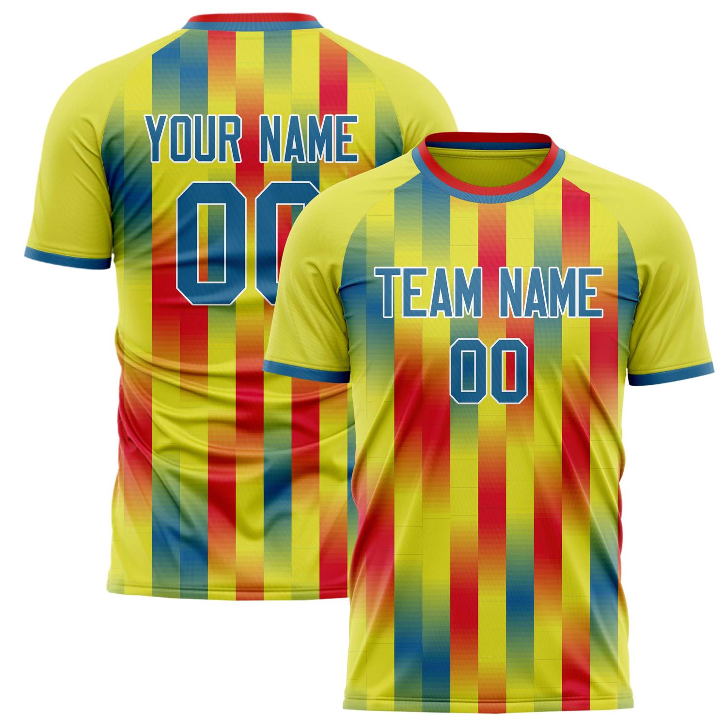 Custom Yellow Red Pattern Soccer Jersey FT02240808JG076