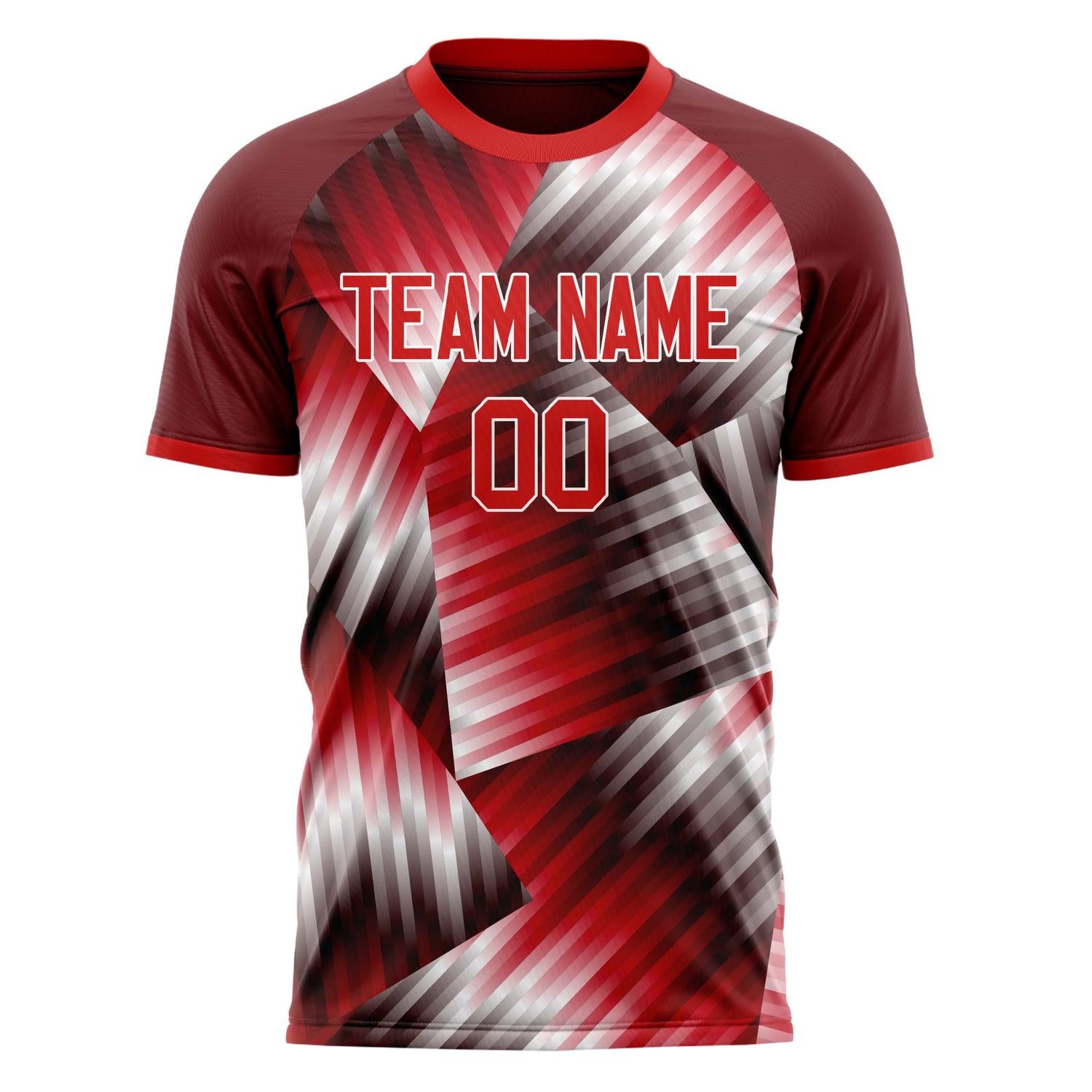 Custom Red White Pattern Soccer Jersey
