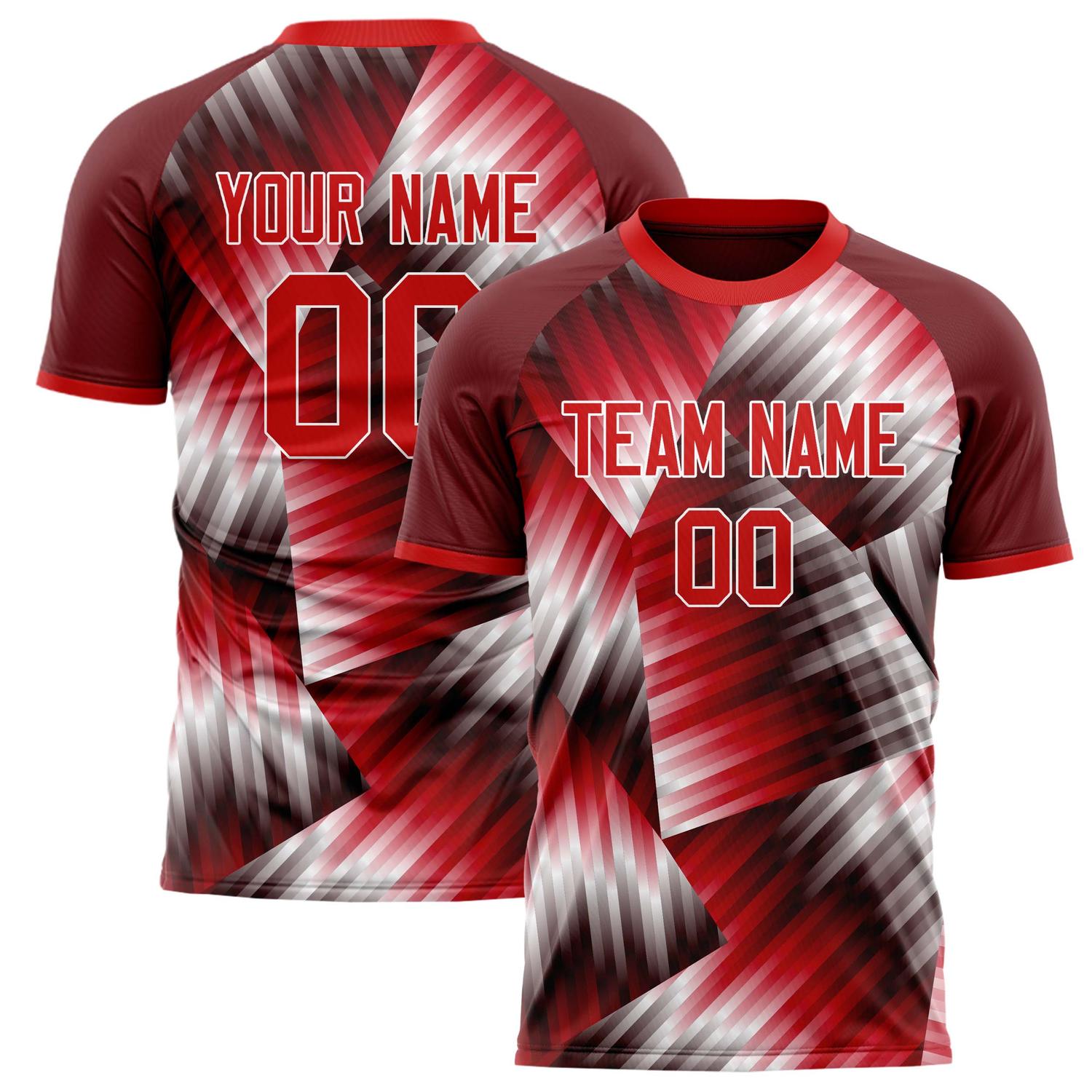 Custom Red White Pattern Soccer Jersey FT02240808JG077