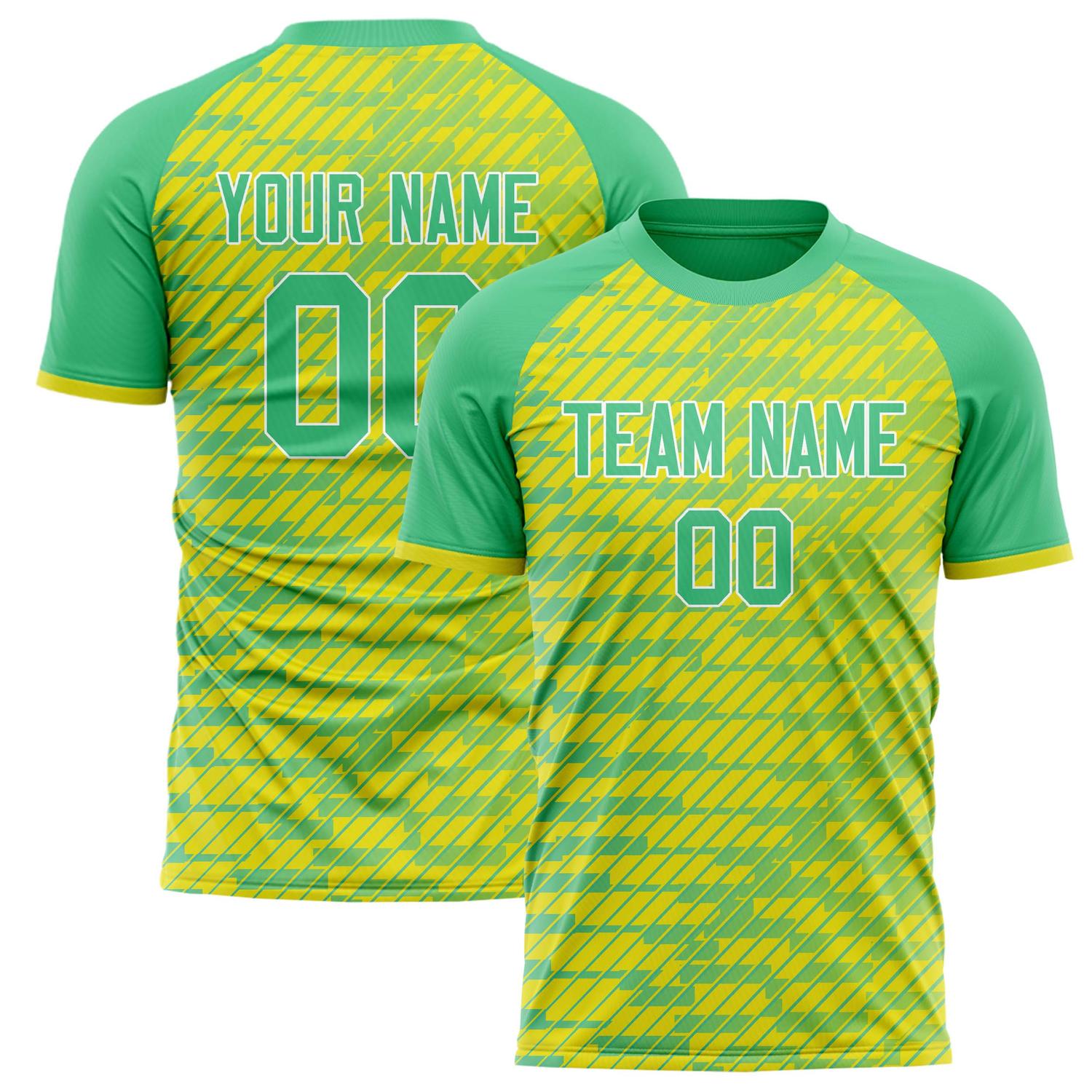 Custom Green Yellow Pattern Soccer Jersey FT02240808JG079