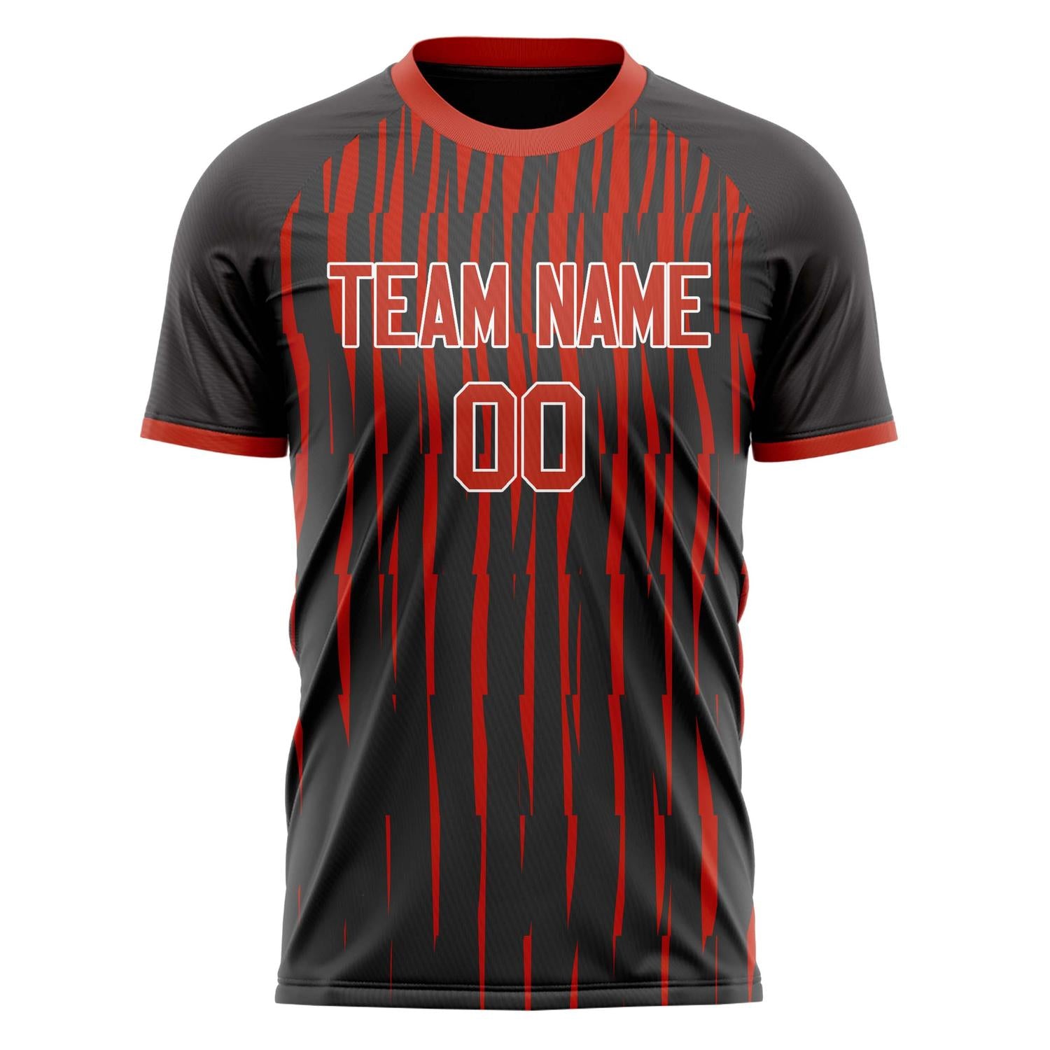 Custom Black Red Pattern Soccer Jersey
