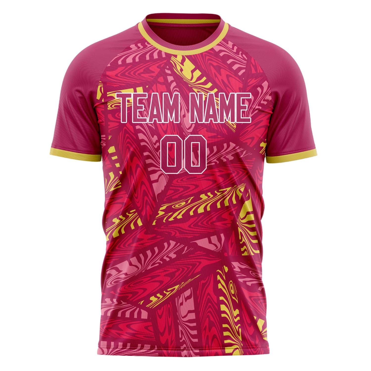 Custom Pink Gold Pattern Soccer Jersey