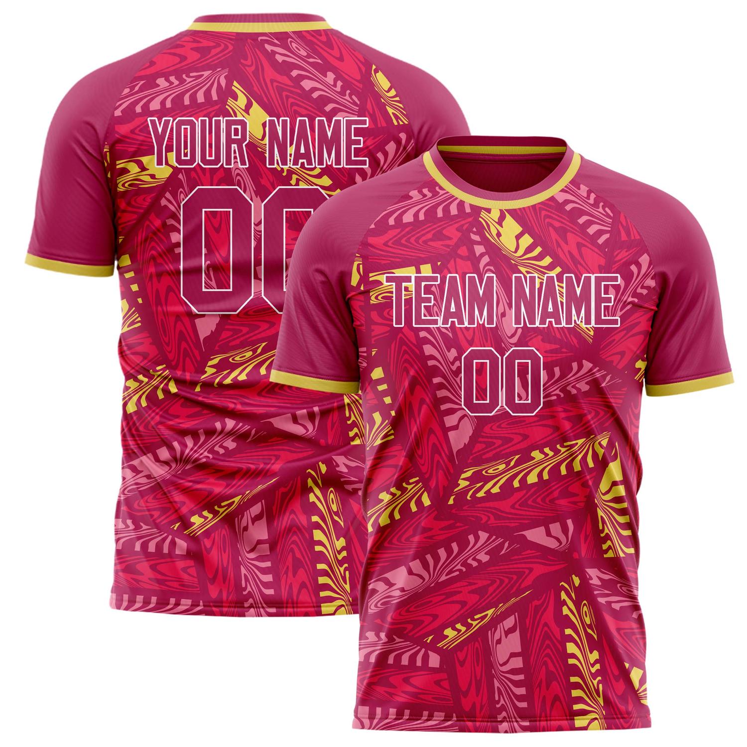 Custom Pink Gold Pattern Soccer Jersey FT02240808JG081