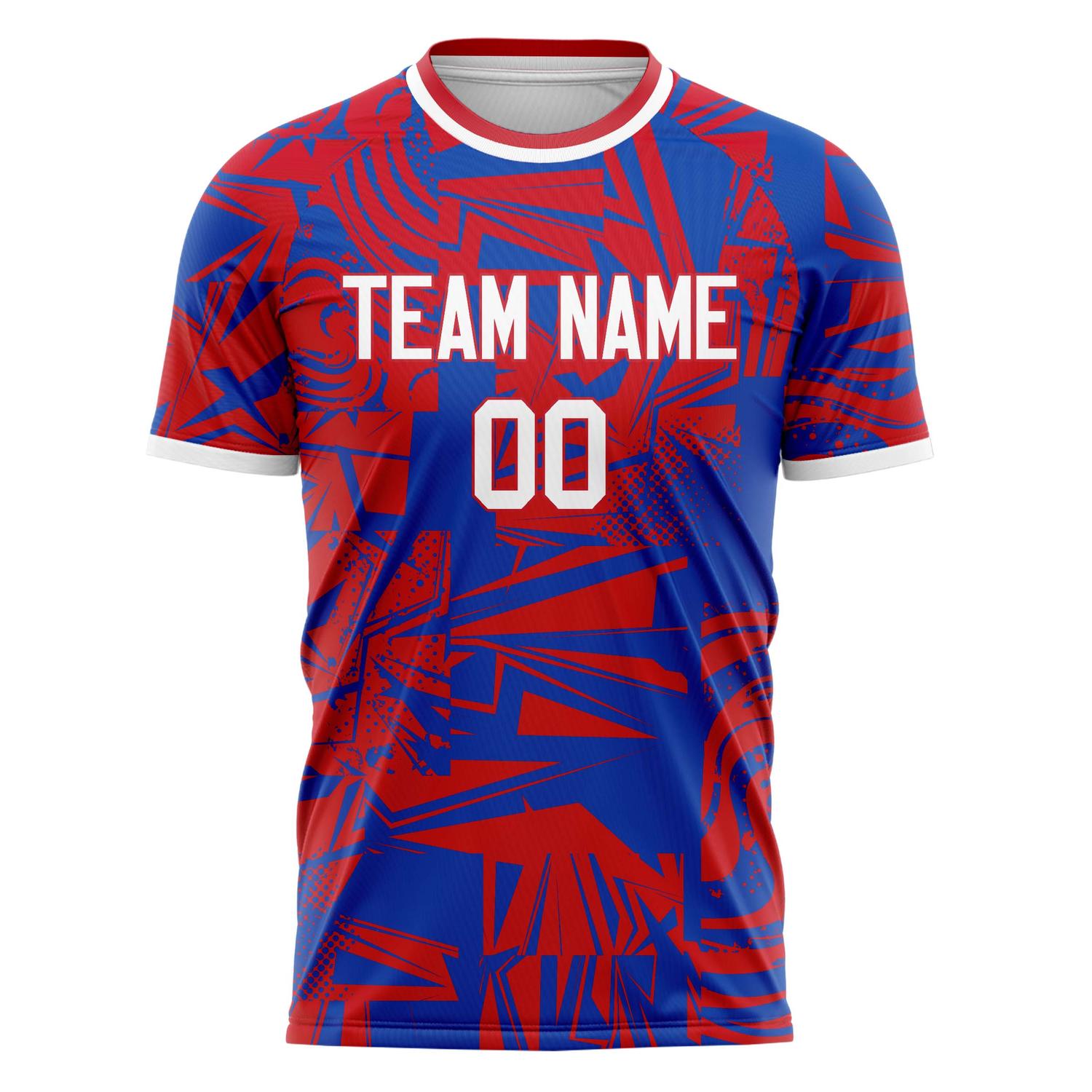 Custom Red Royal Pattern Soccer Jersey